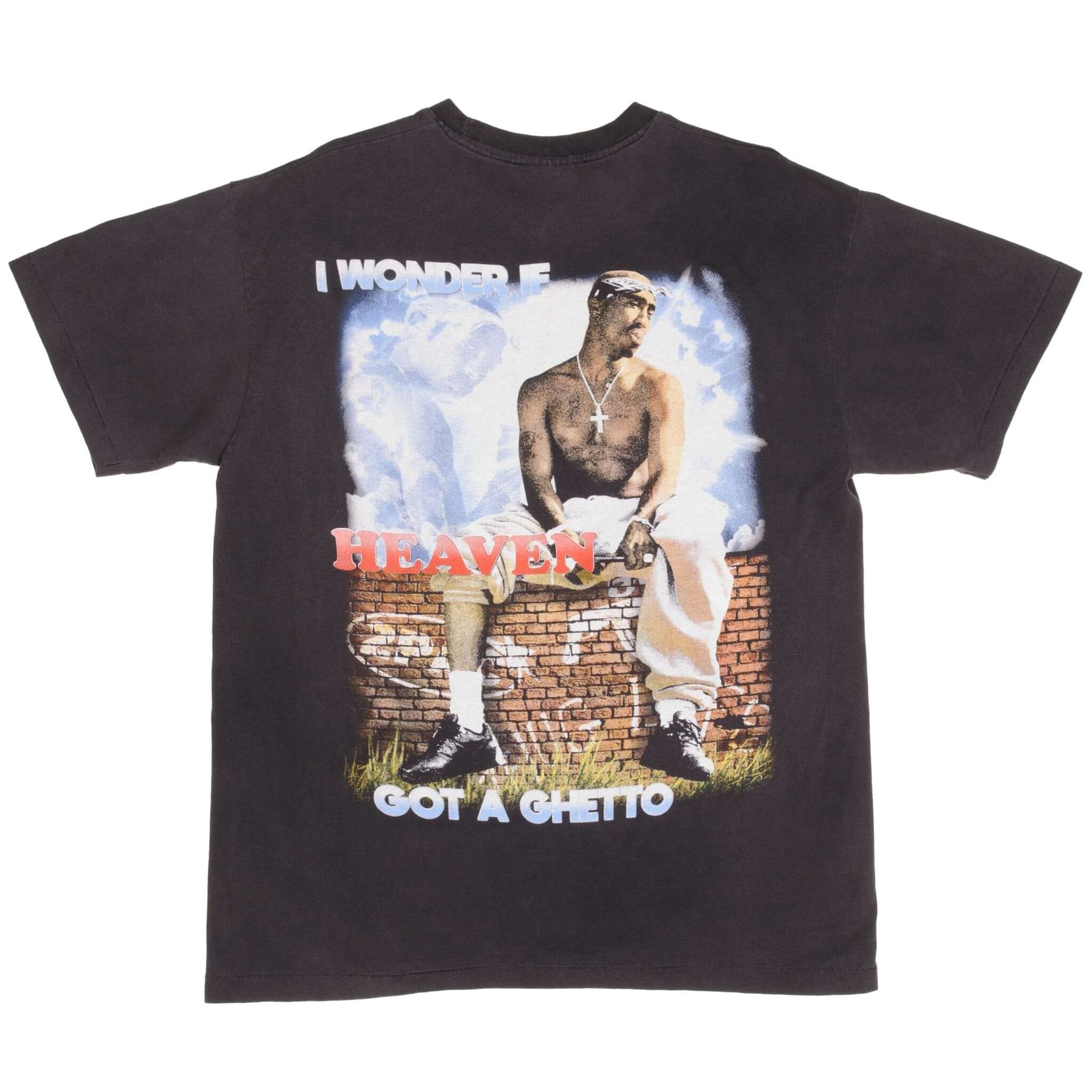 2Pac Tupac I Wonder If Heaven Got A Ghetto Bootleg Rap Tee Shirt Size XL