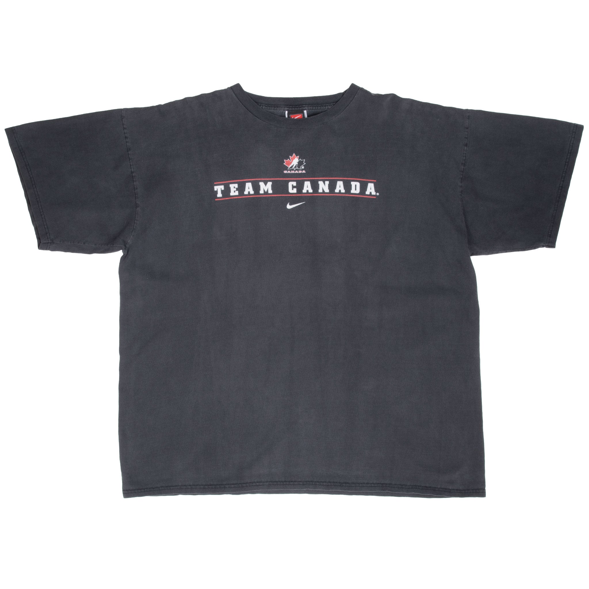 Vintage Nike Hockey Team Canada Black Tee Shirt 1990S Size 2XL