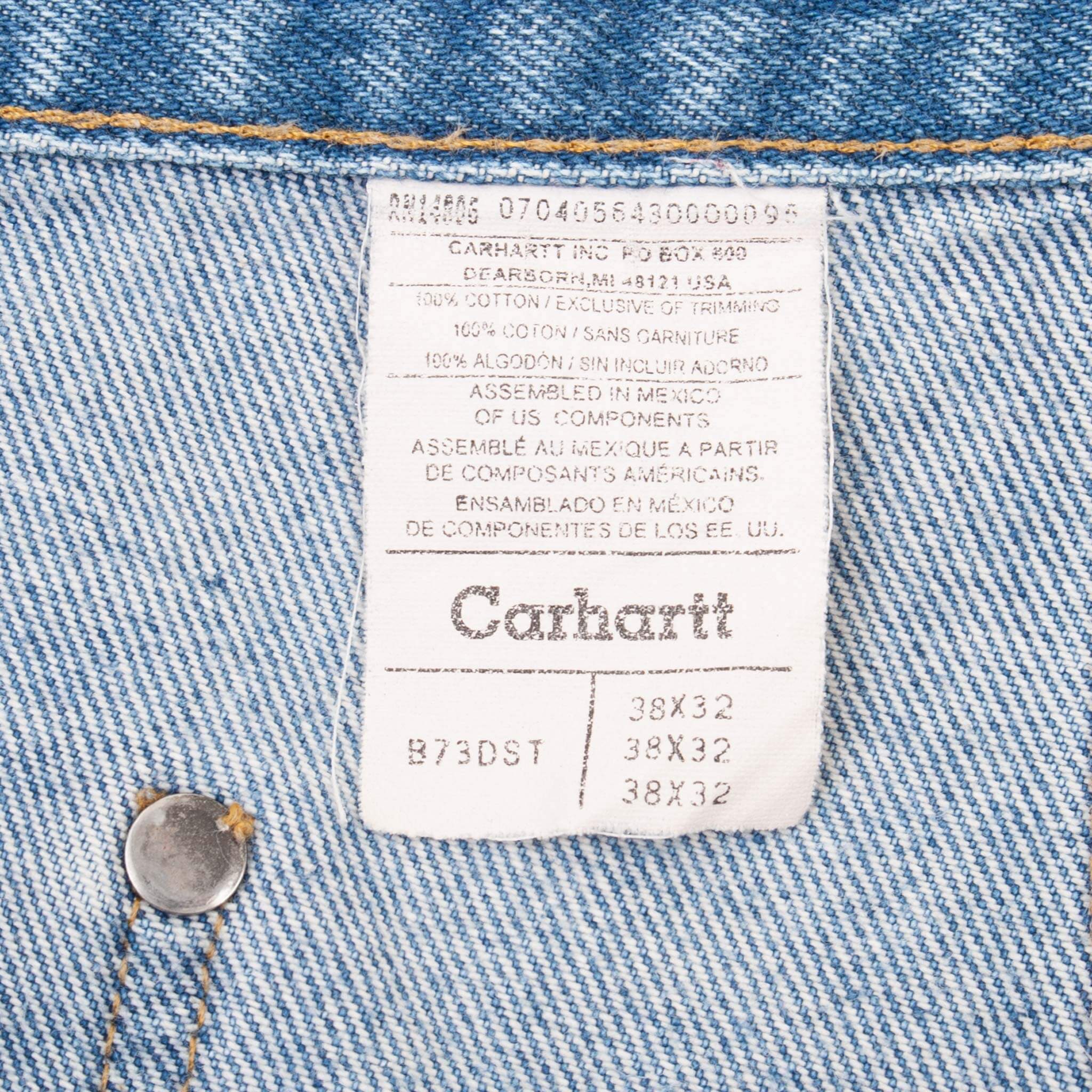 Vintage Carhartt Double Knee Carpenter Blue Jeans B73Dst Size 37X32
Size On Tag 38X32 Actual Size 37X32
