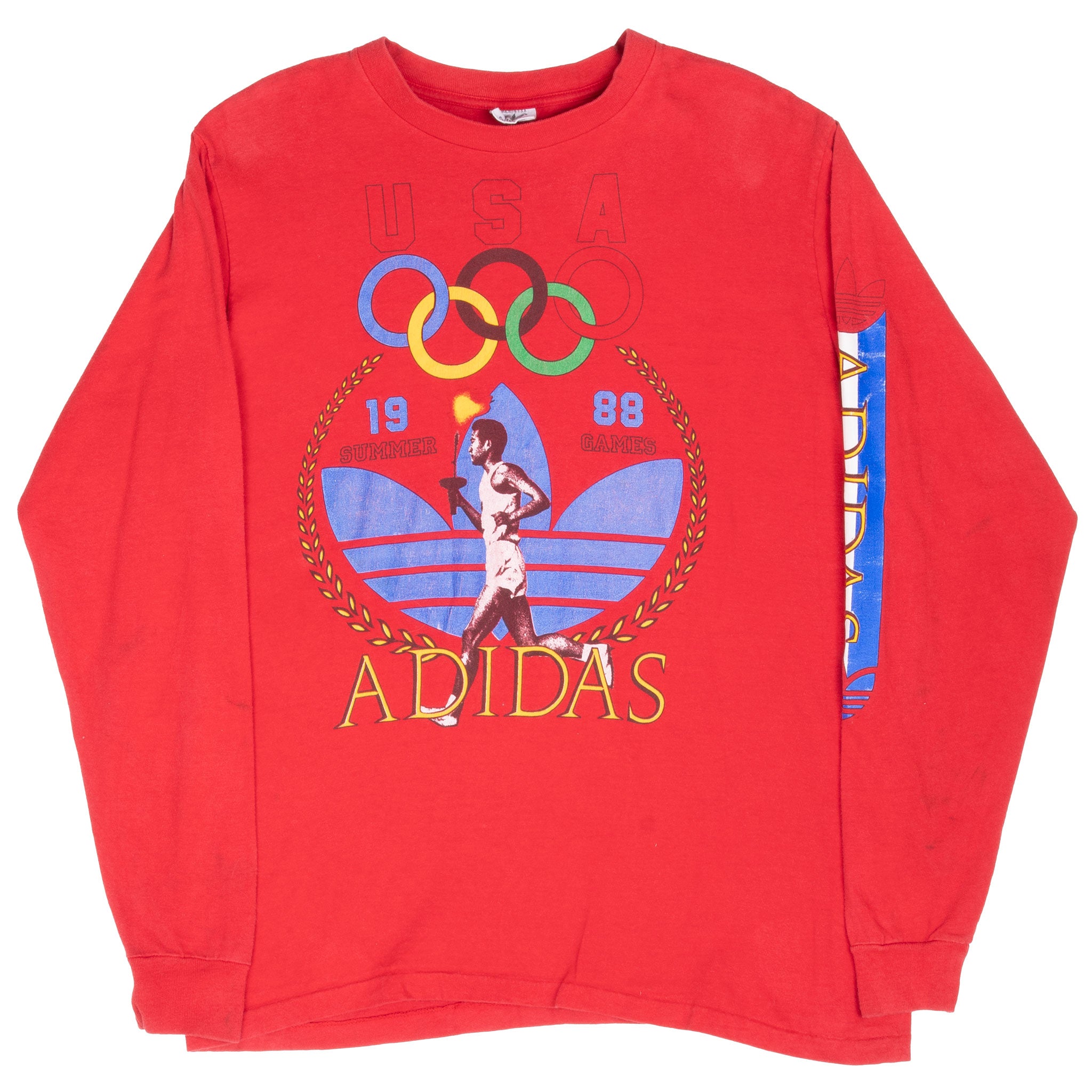 Vintage Adidas 1988 Olympic Games Seoul Korea Team Usa Tee Shirt Size Medium Made In Usa With Single Stitch Sleeves