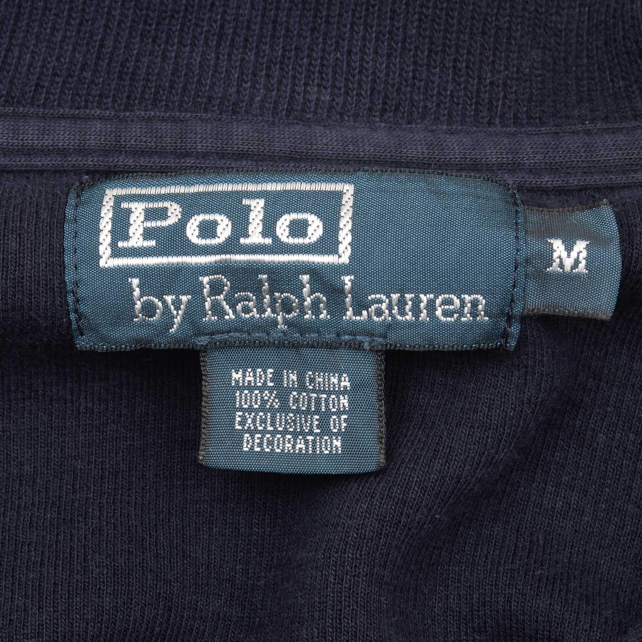 Vintage Polo Ralph Lauren Navy Blue Quarter 1/4 Zip Sweater 1990s Size Medium
