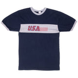 Vintage Champion Team Usa Ringer Tee Shirt 1980S Size Medium Made In Usa With Single Stitch