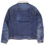 Vintage Levis Sherpa Trucker Denim Jacket Medium Dark Wash 1980s Size 40R Made In USA.  Button #527