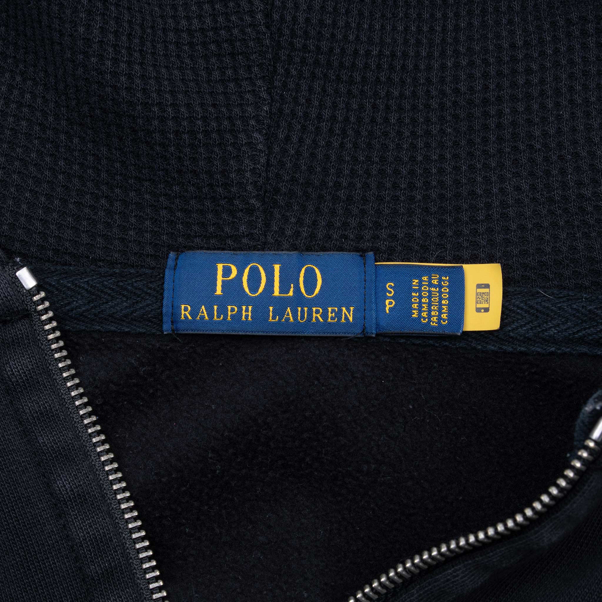 Vintage Ralph Lauren Full Zip Classic Black Hoodie Sweatshirt Size Small