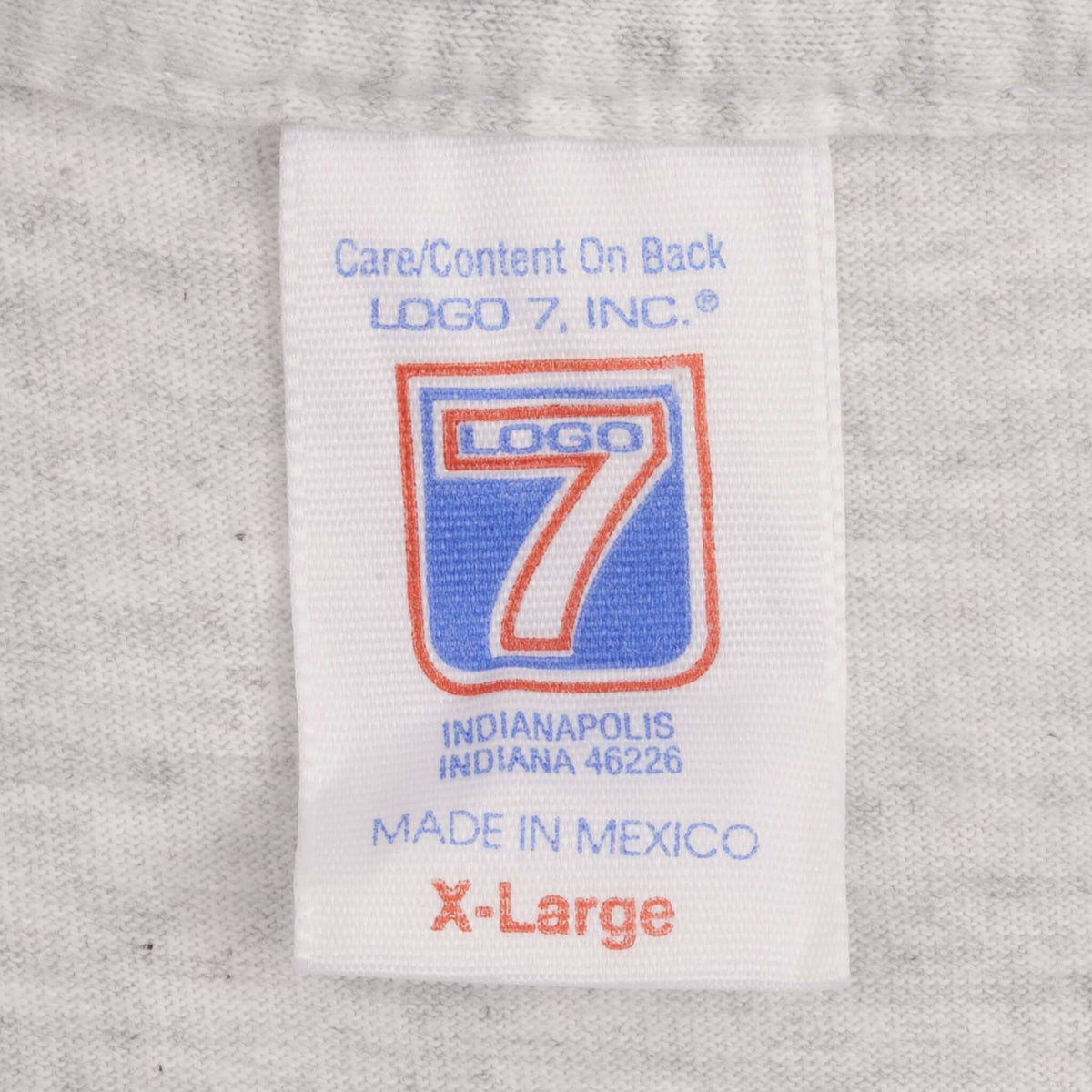 Logo 7 X-Large neck tag on gray Cleveland Indians T-shirt
