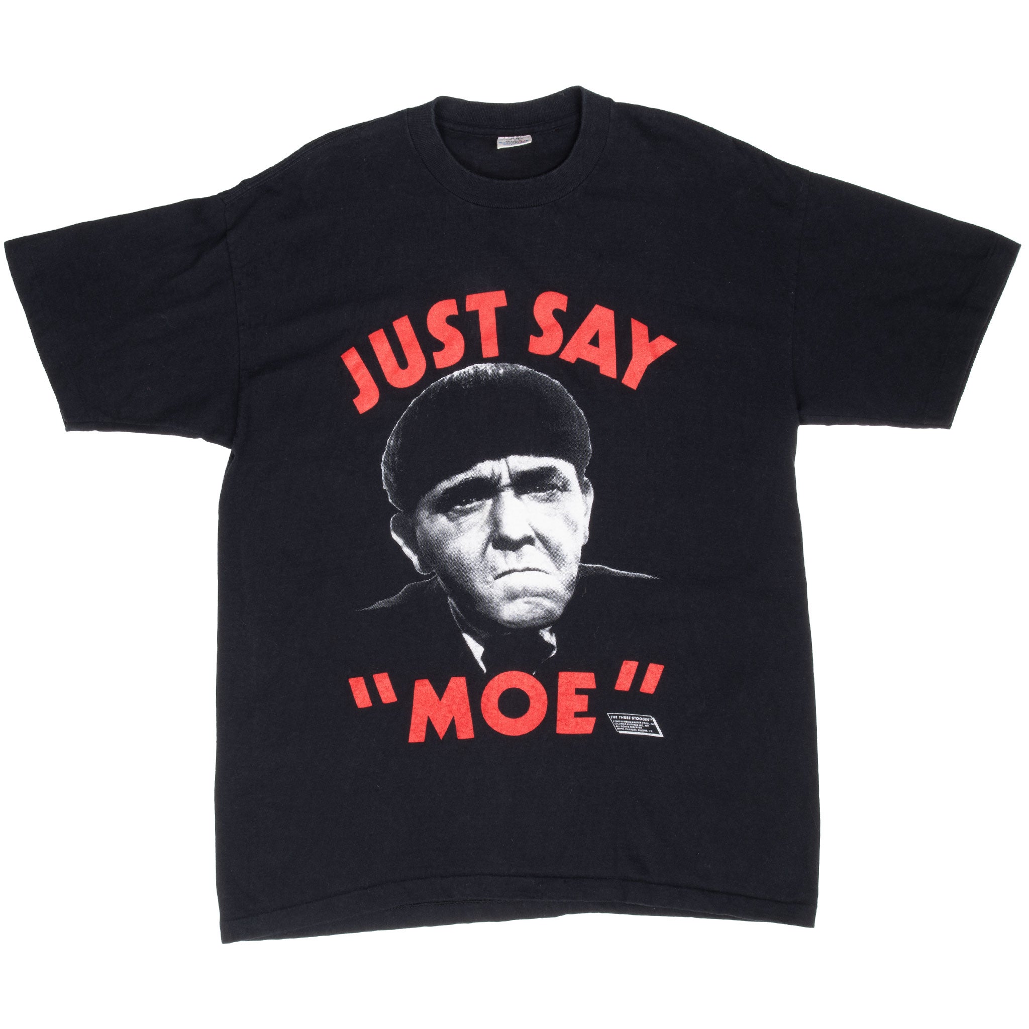 Vintage The Three Stooges Just Say Moe Tee Shirt 1988 Size Large Made In Usa With Single Stitch Sleeves