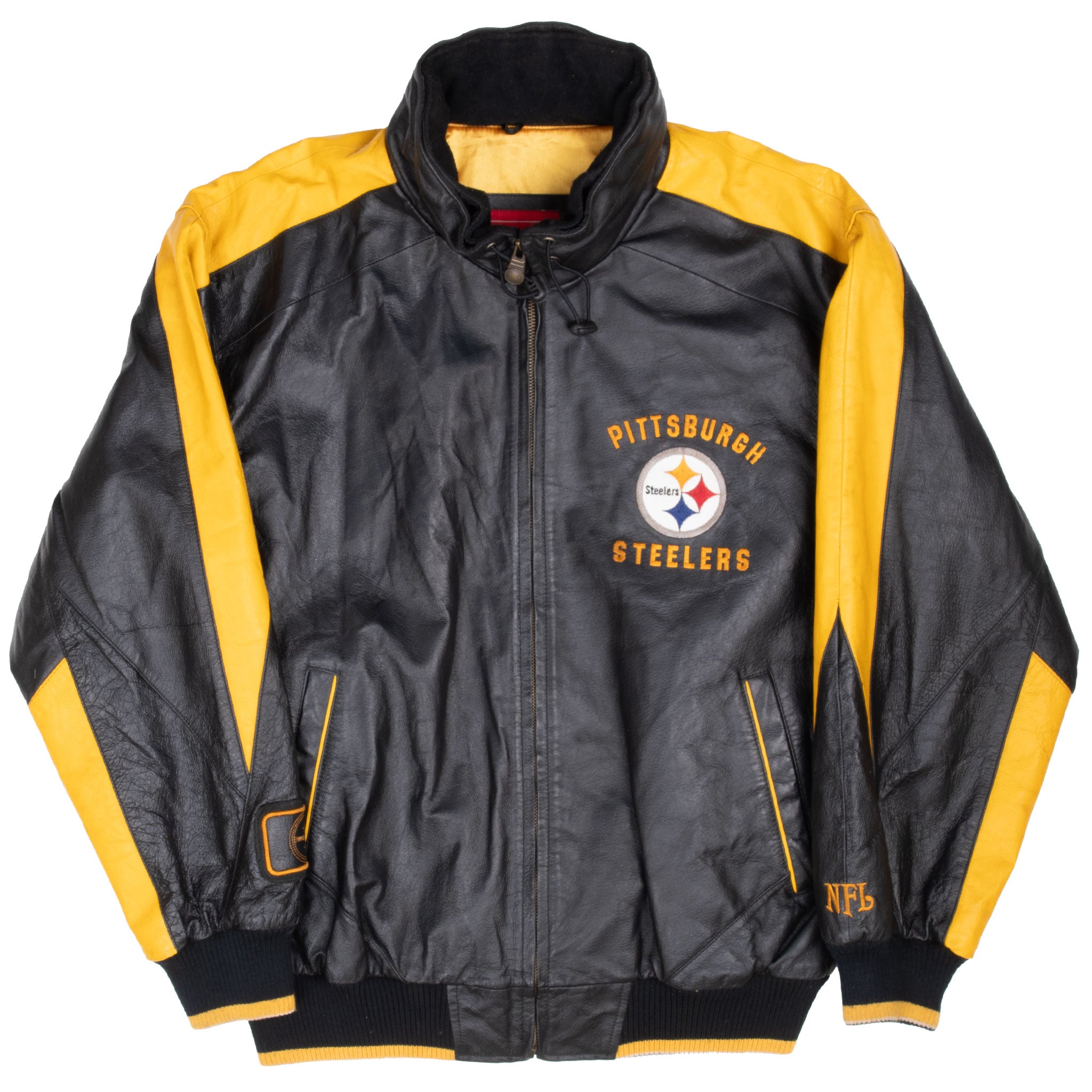Vintage Nfl Pittsburg Steelers Leather Jacket 1990S Size Large