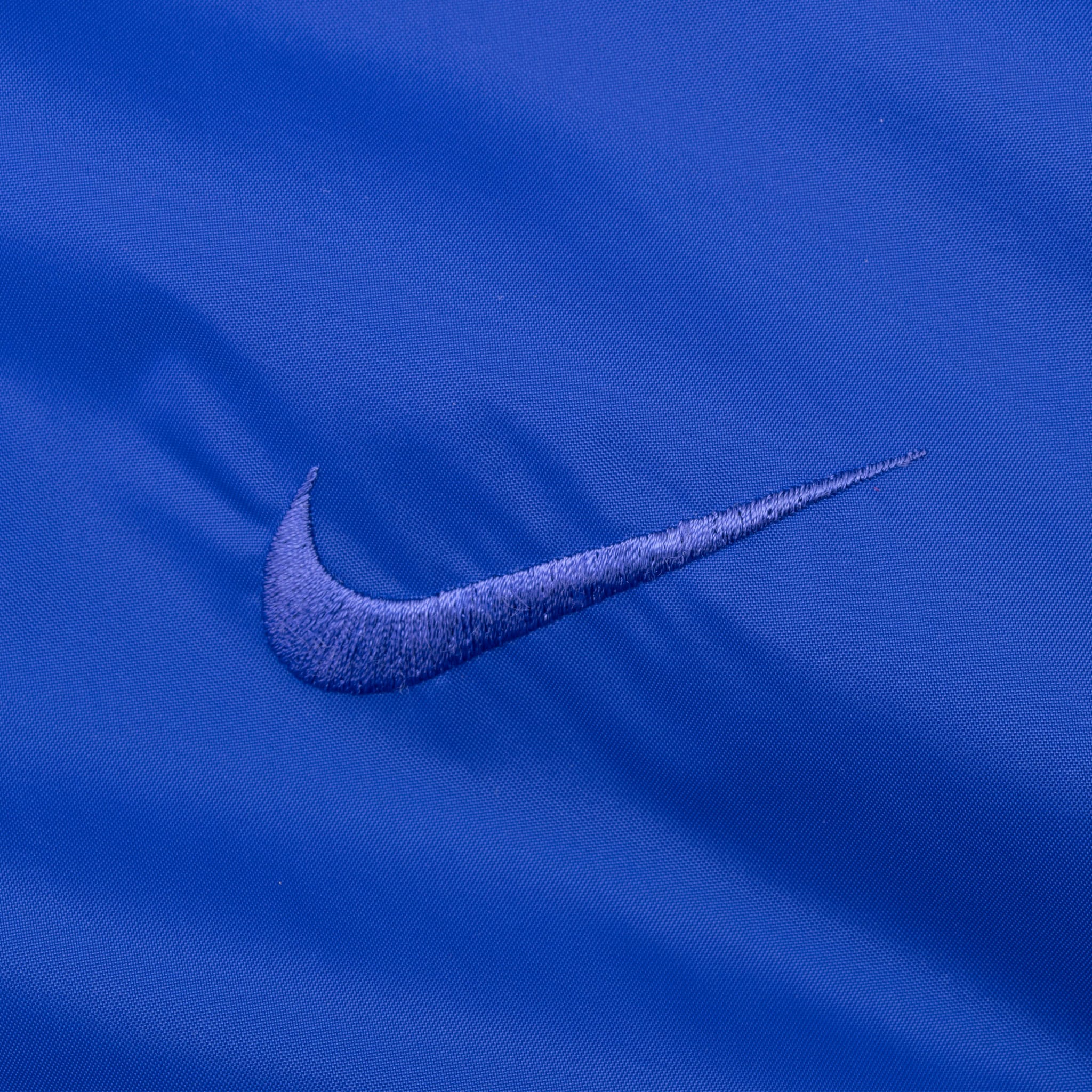 Vintage Nike Swoosh Blue White Grey Pullover Windbreaker Hooded Jacket 1990S Size XL