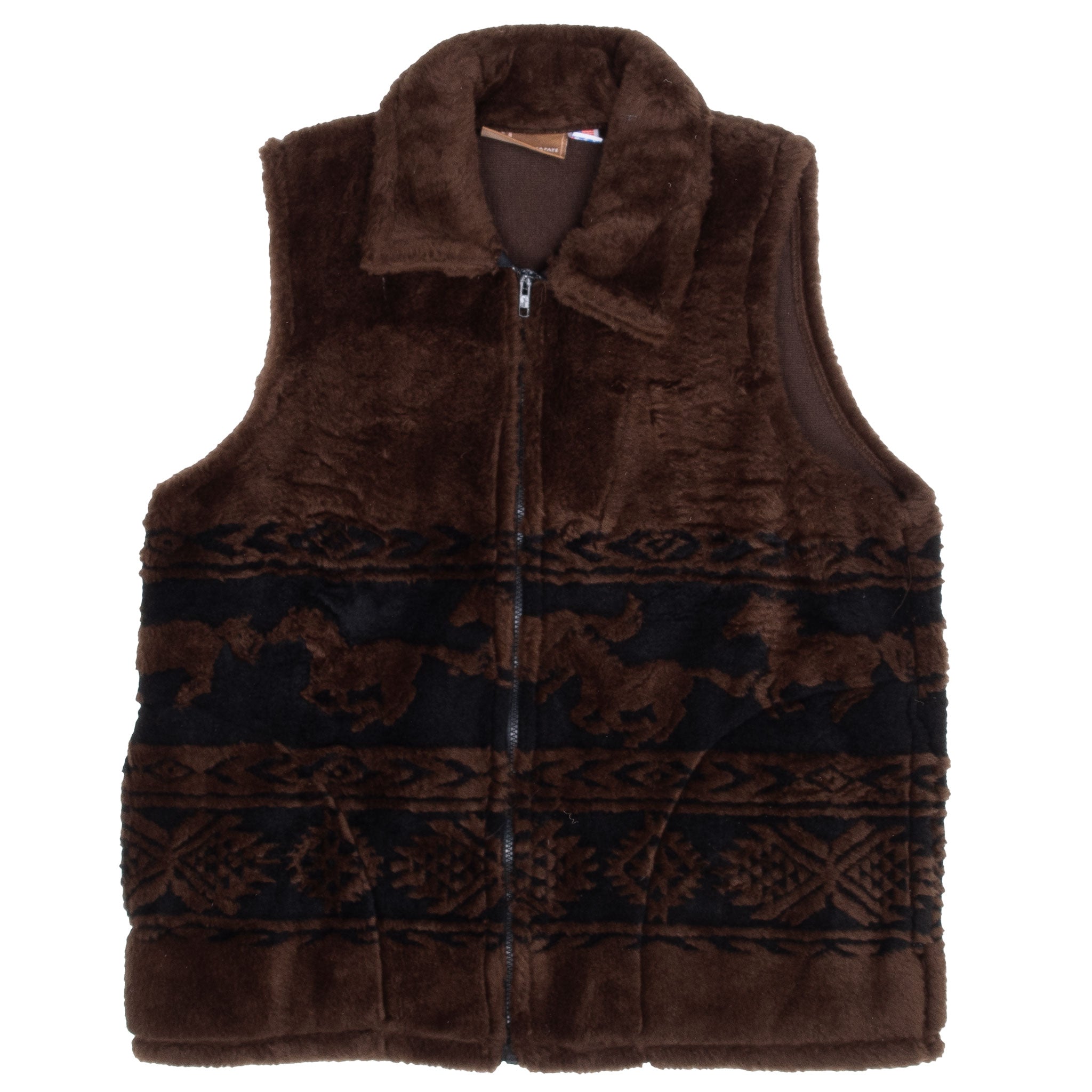 Vintage Animal Print Horse Fleece Vest Jacket 1990S Size Medium Made In Usa