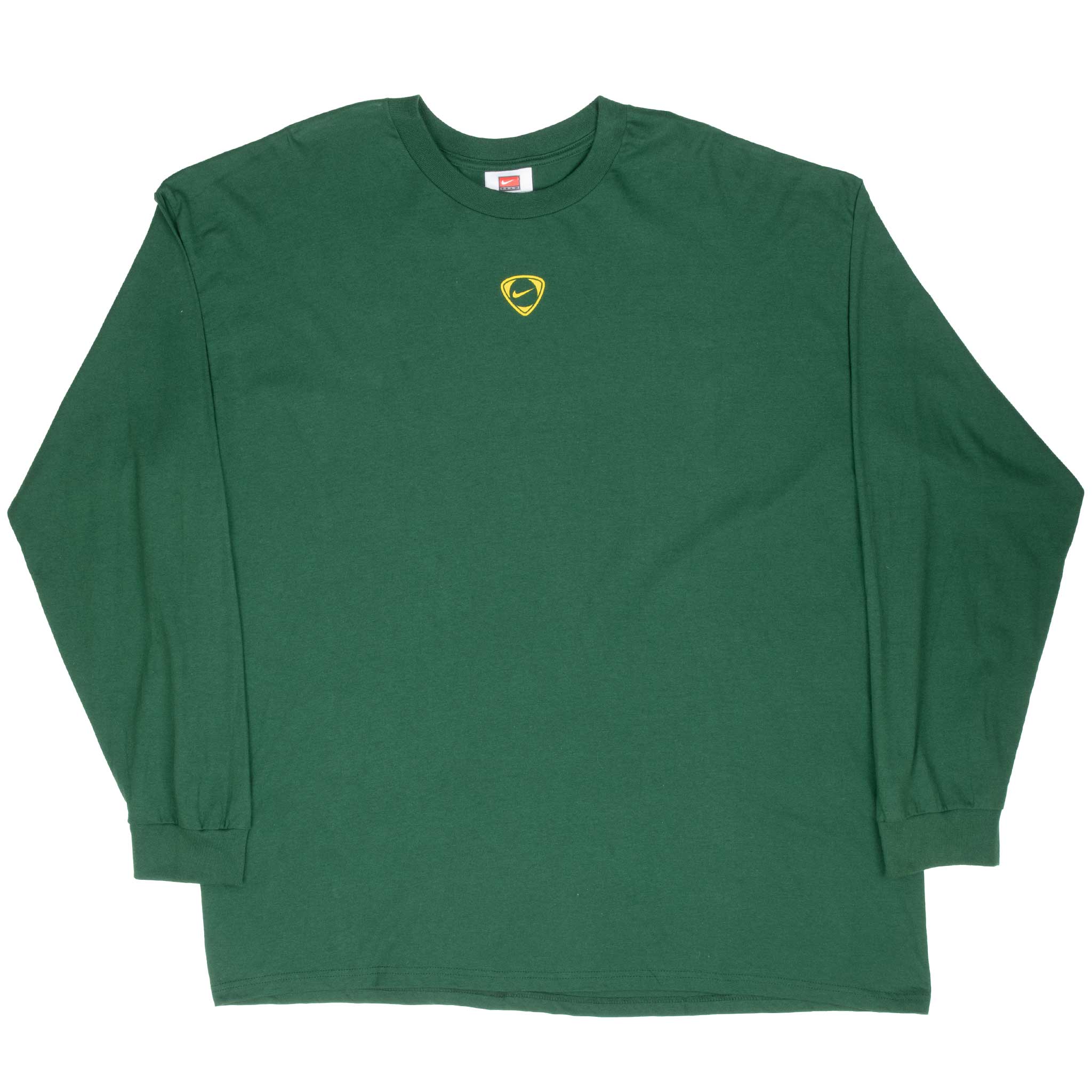 Vintage Nike Center Swoosh Green Long Sleeve Tee Shirt 2000S Size 2XL