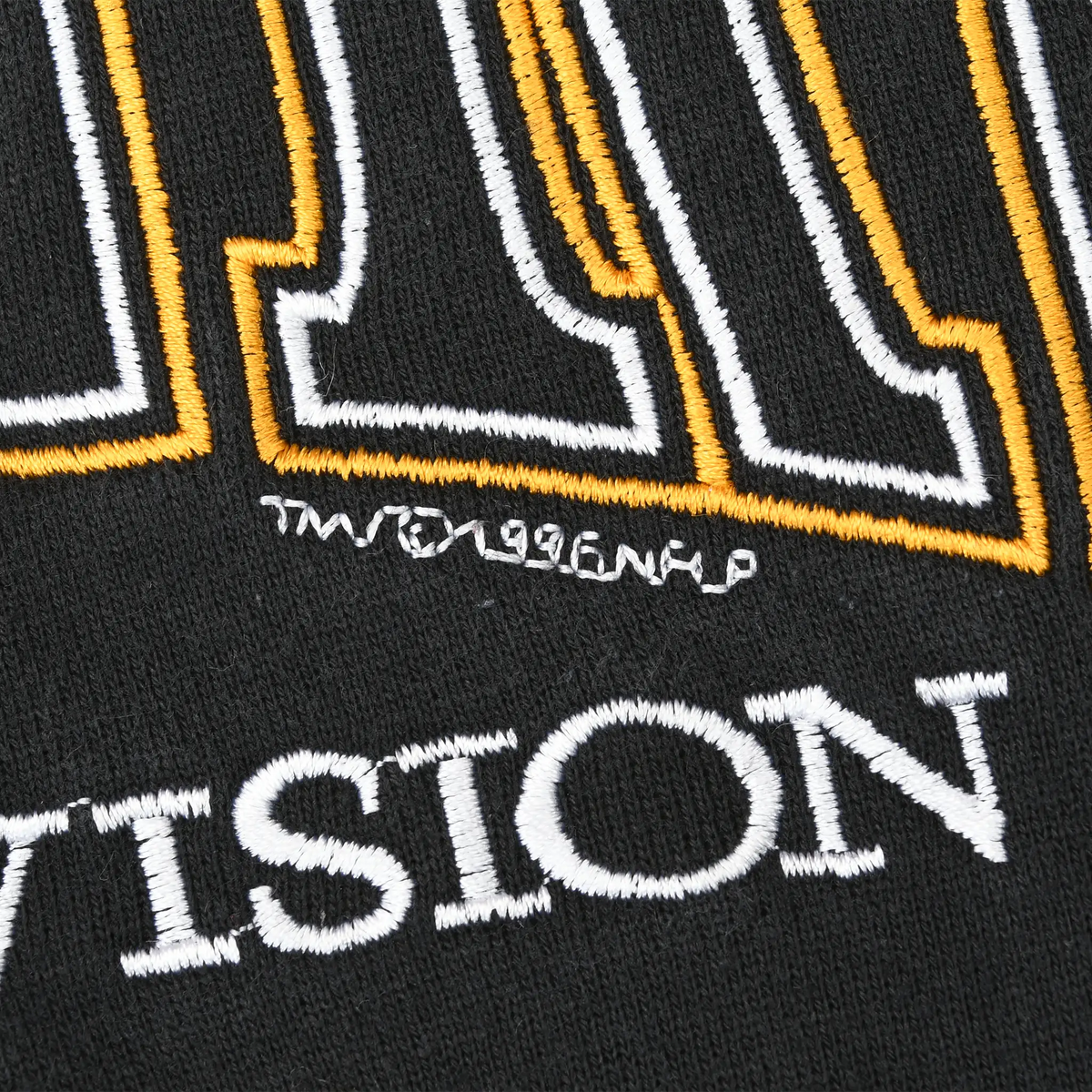 Close-up of Steelers embroidery with 1996 NFLP copyright mark