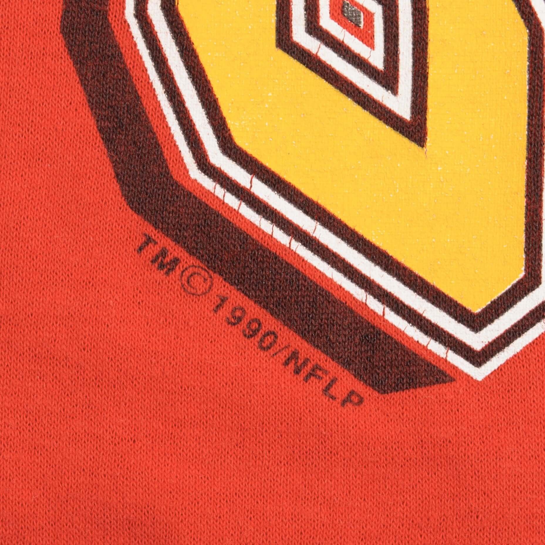 Vintage NFL Kansas City Chiefs 1990 Tee Shirt Size Large Made In USA With Single Stitch Sleeves