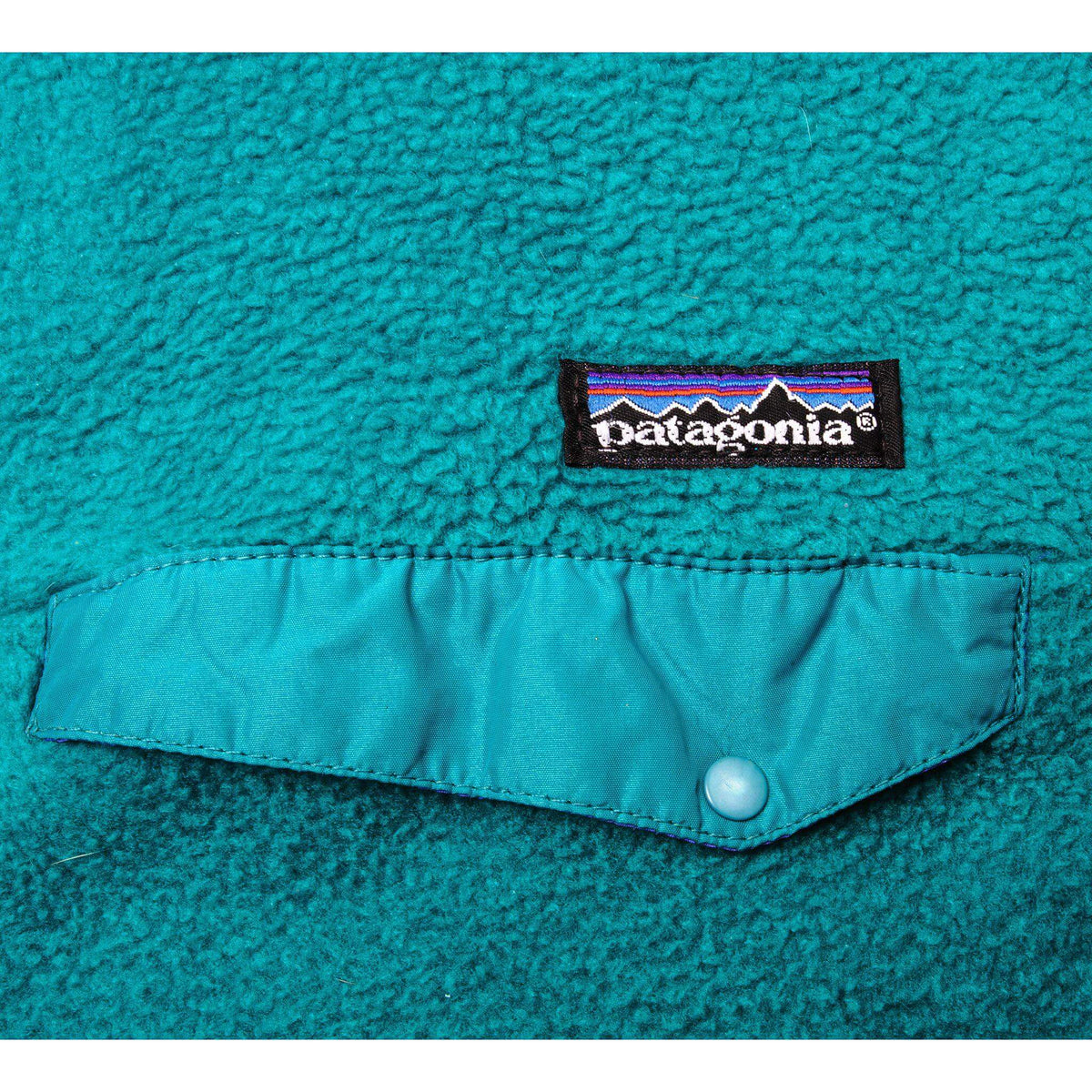 VINTAGE PATAGONIA SYNCHILLA SNAP T FLEECE PULLOVER GREEN AQUA STONE SWEATSHIRT 1990s SIZE LARGE MADE IN USA