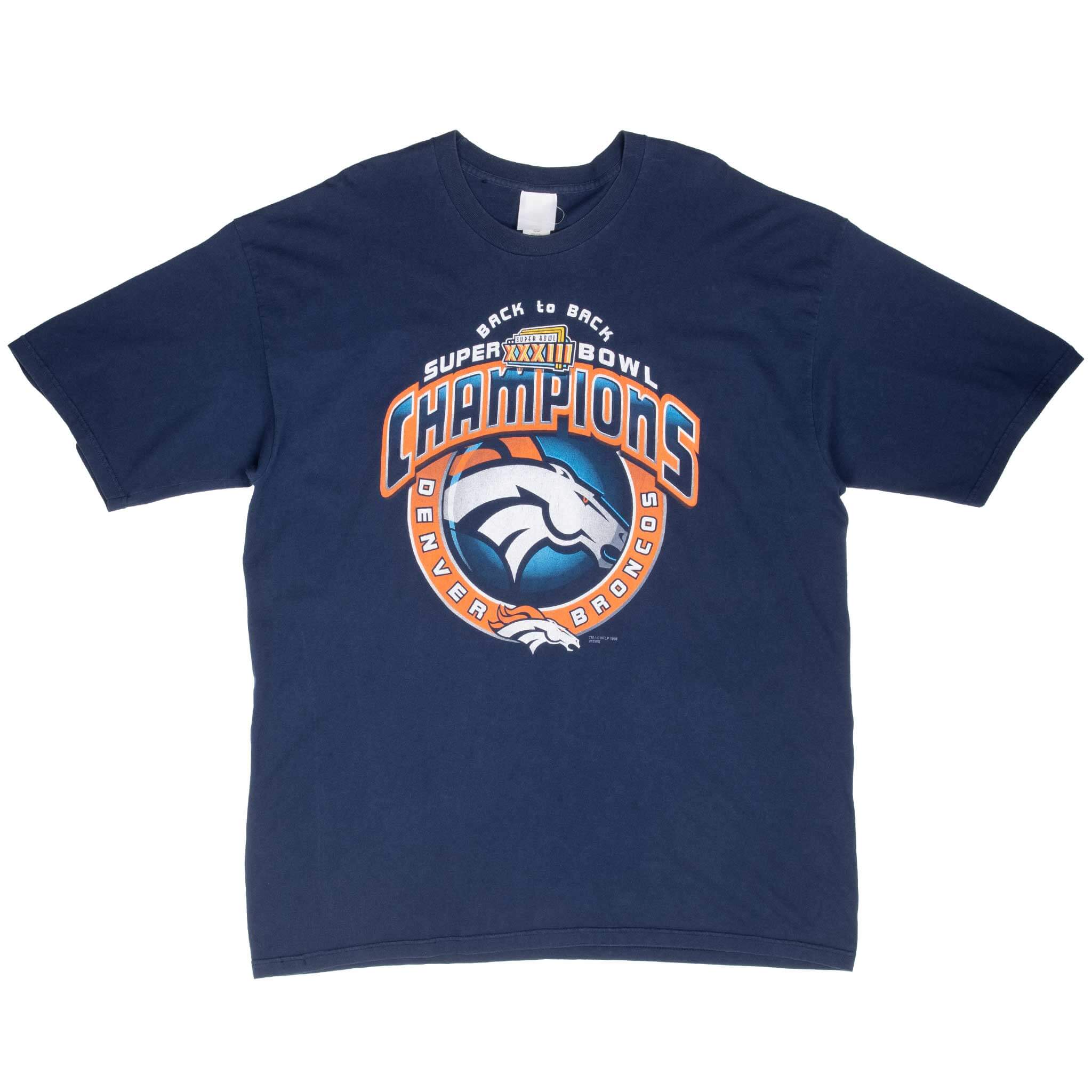 Vintage Nfl Denver Broncos Super Bowl Xxxiii Champions 1998 Tee Shirt Size 2XL Made In USA