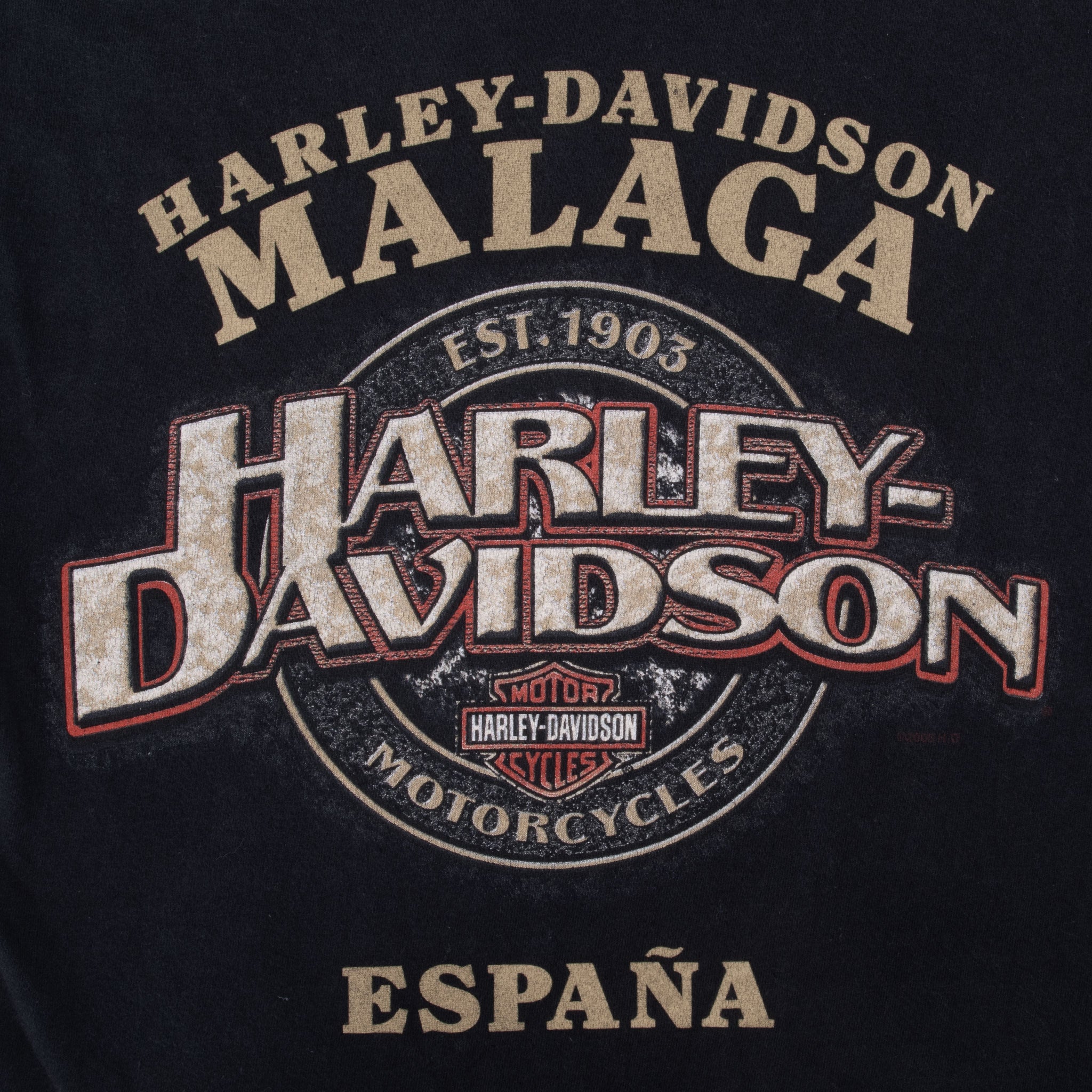 Vintage Harley Davidson Malaga Spain Tee Shirt 2007 Size Small Made In Usa