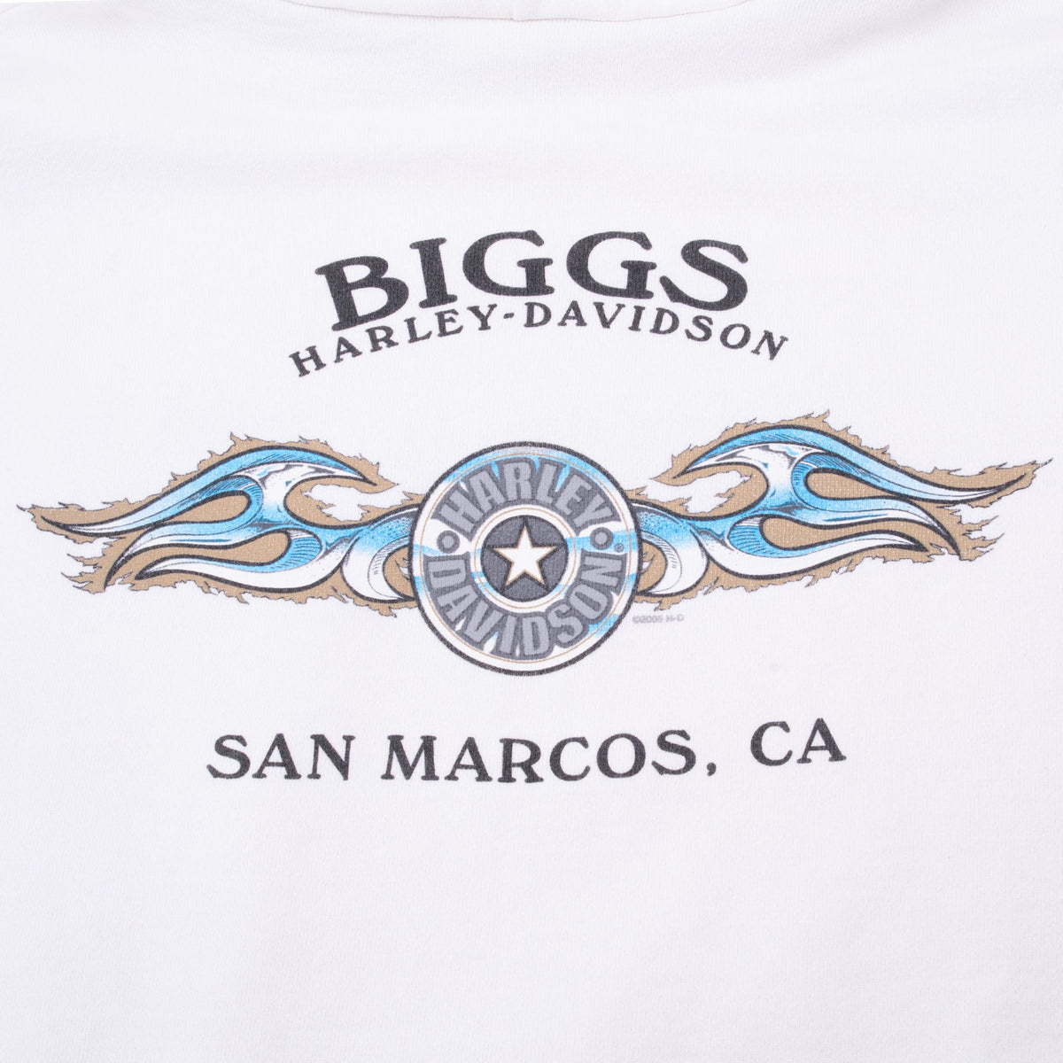 Vintage Harley Davidson San Marcos California White Hoodie Sweatshirt 2005 Size XL Made In USA