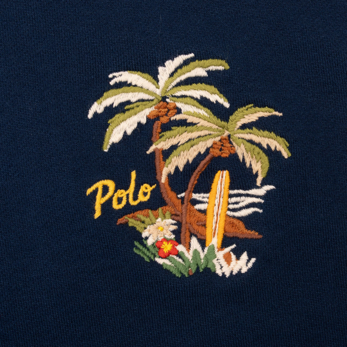 Vintage Ralph Lauren Beach Palm Tree Embroidered Blue Hoodie Sweatshirt Size 2XL