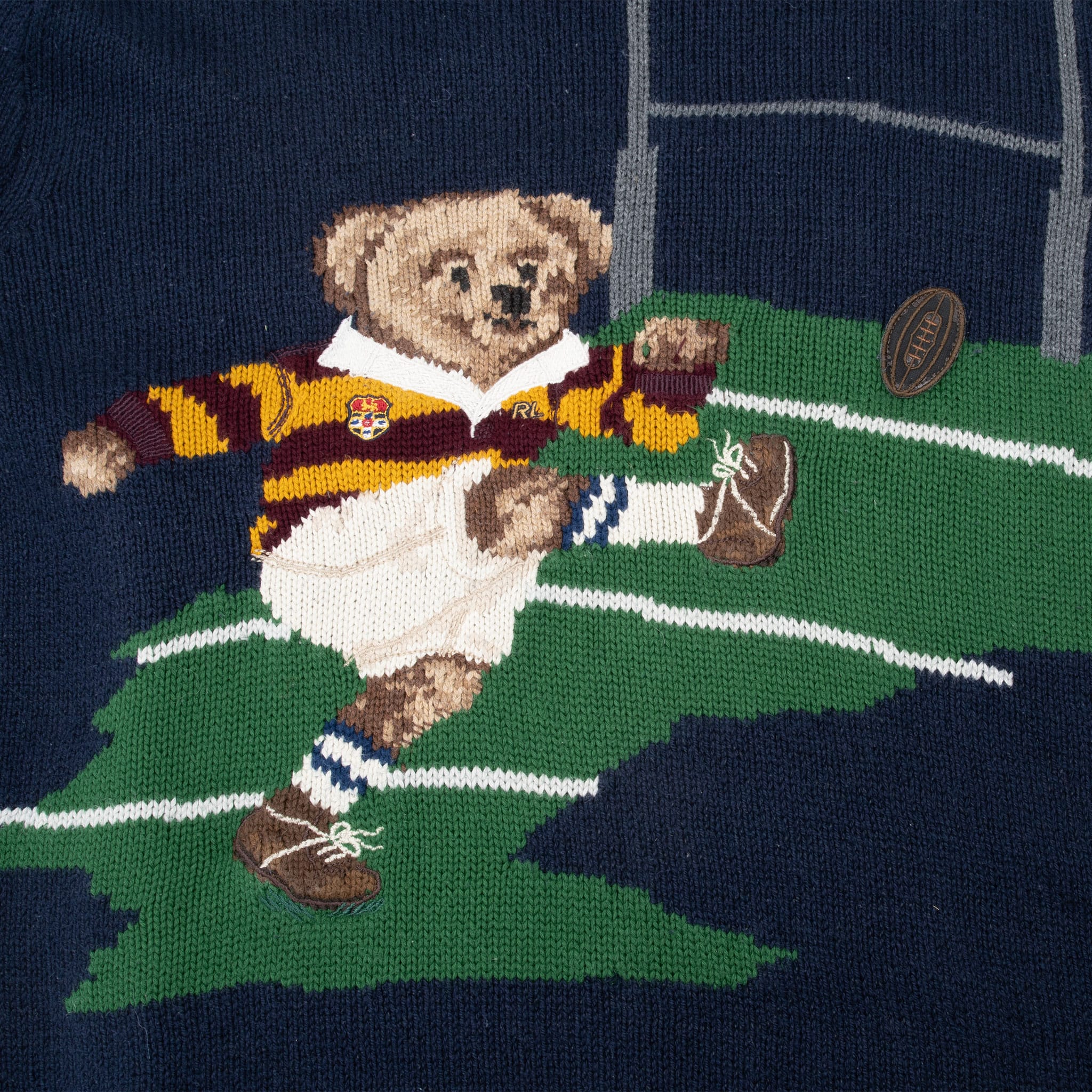 Vintage Ralph Lauren Polo Bear Rugby Knit Sweater Size Medium