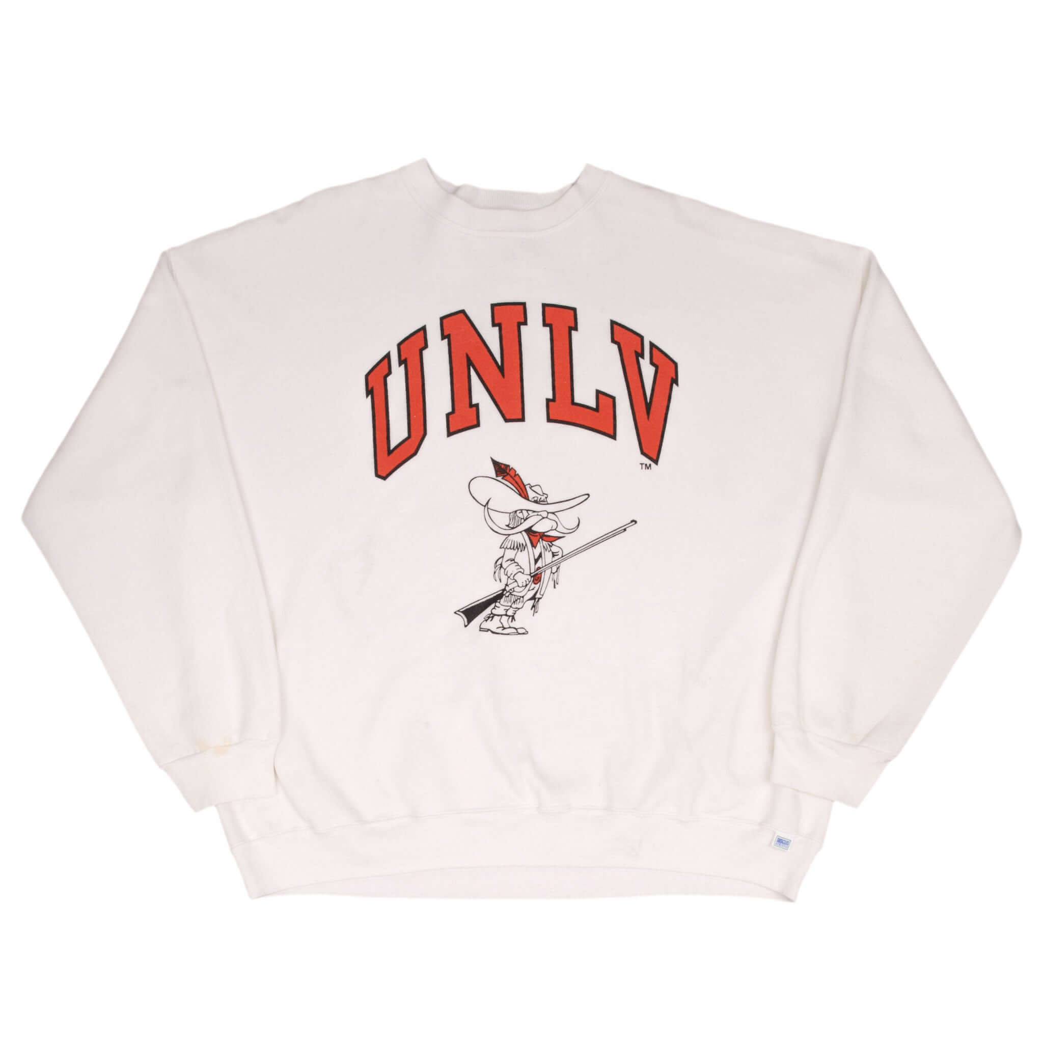 Vintage NCAA Unlv Las Vegas Running Rebels White Sweatshirt 1990S Size 2XL Made In USA
