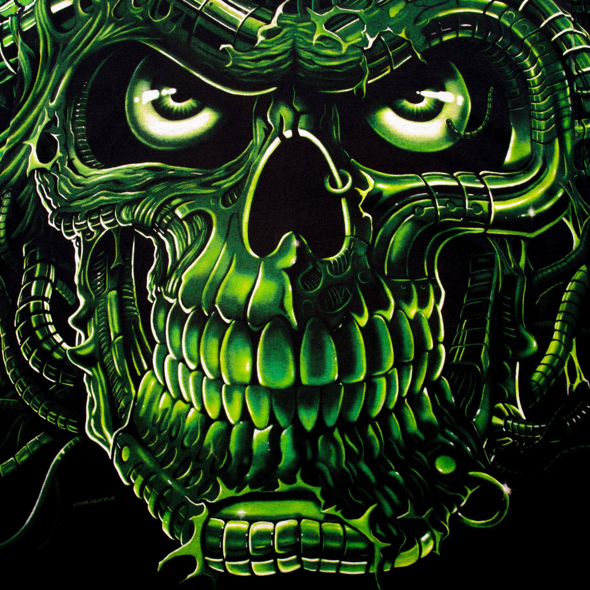 Vintage Liquid Blue Skull Tee Shirt 1998 Size XLarge