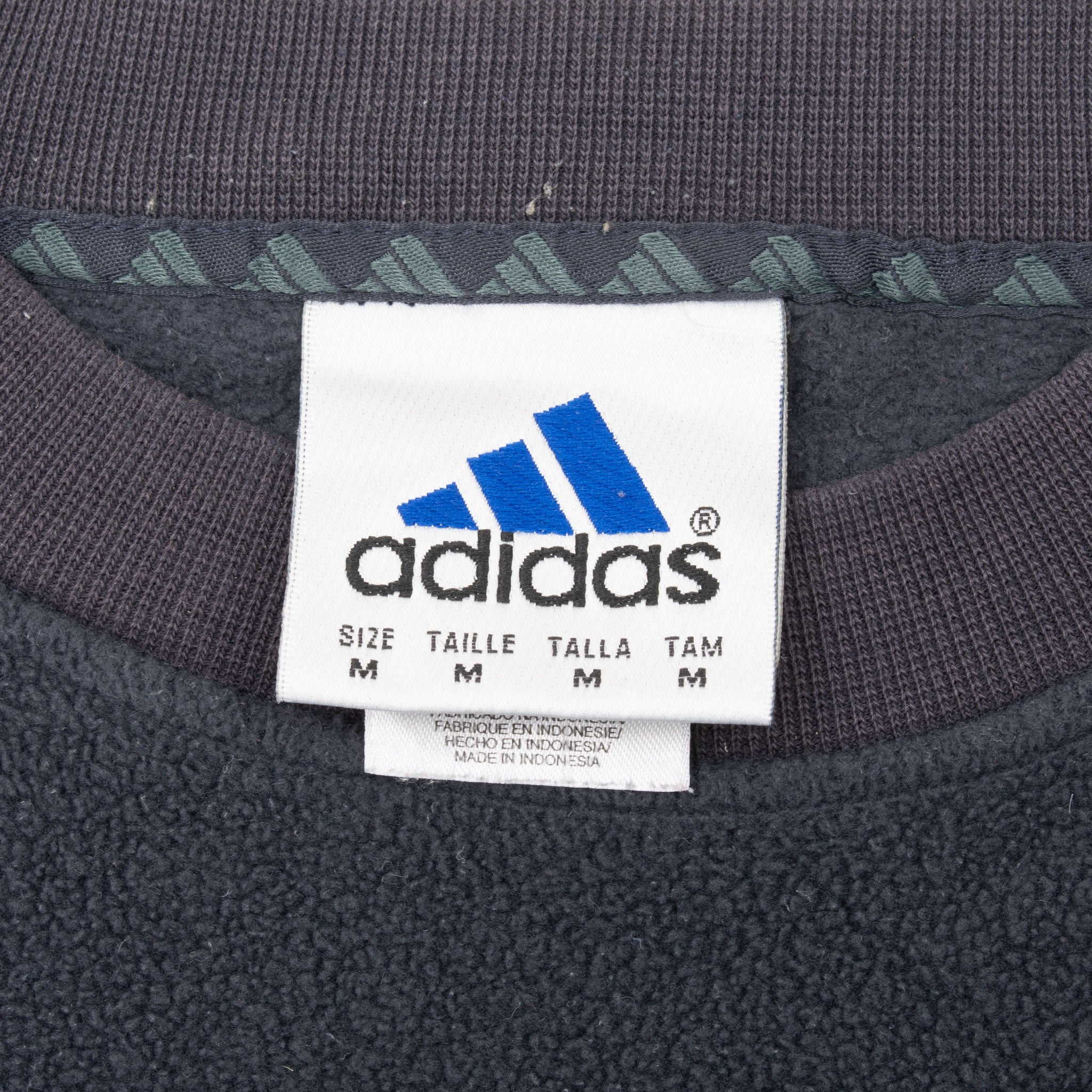 Vintage Adidas Black Fleece Crewneck Sweatshirt 1990S Size Medium