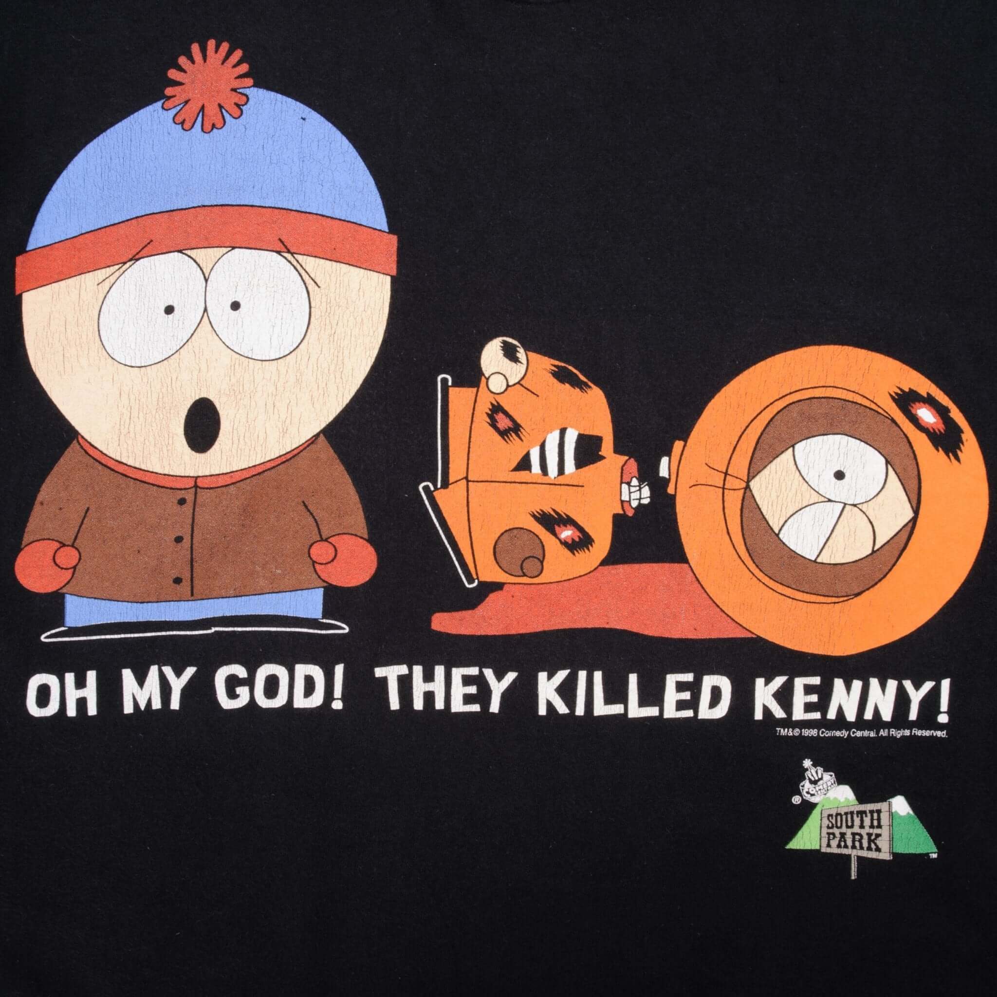Vintage South Park Tee Shirt 1998 Size XL Stan Marsh and Kenneth "Kenny" McCormick : " Oh My God! They Killed Kenny !".