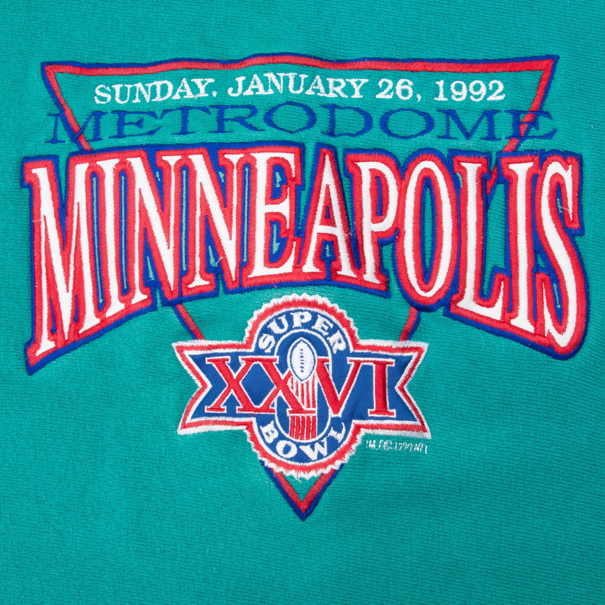 Vintage Nfl Champion Reverse Weave Metrodome Minneapolis Super Bowl XXVI 1992 Sweatshirt Size XL Made In USA
