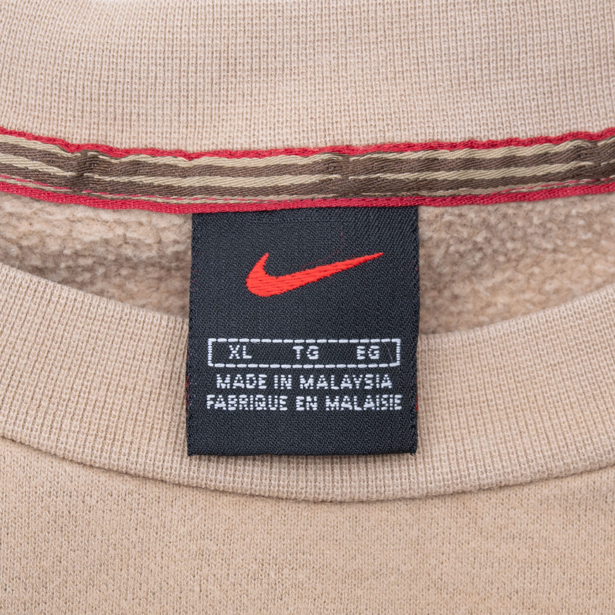 Vintage Nike Spellout Beige Crewneck Sweatshirt 1990S Size XL