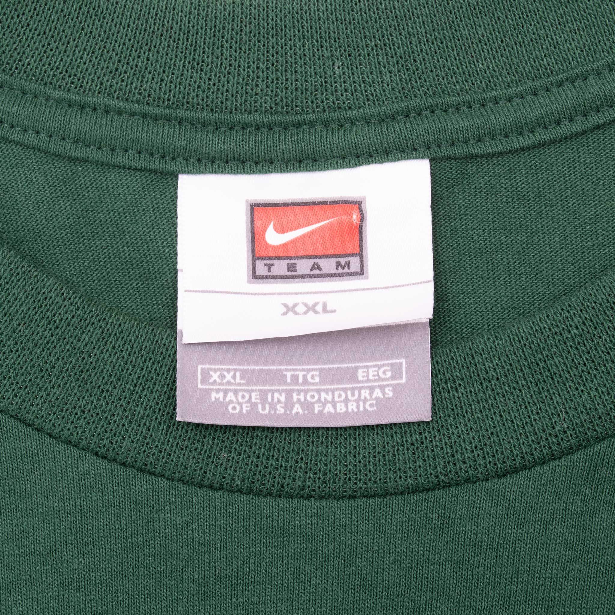 Vintage Nike Center Swoosh Green Long Sleeve Tee Shirt 2000S Size 2XL