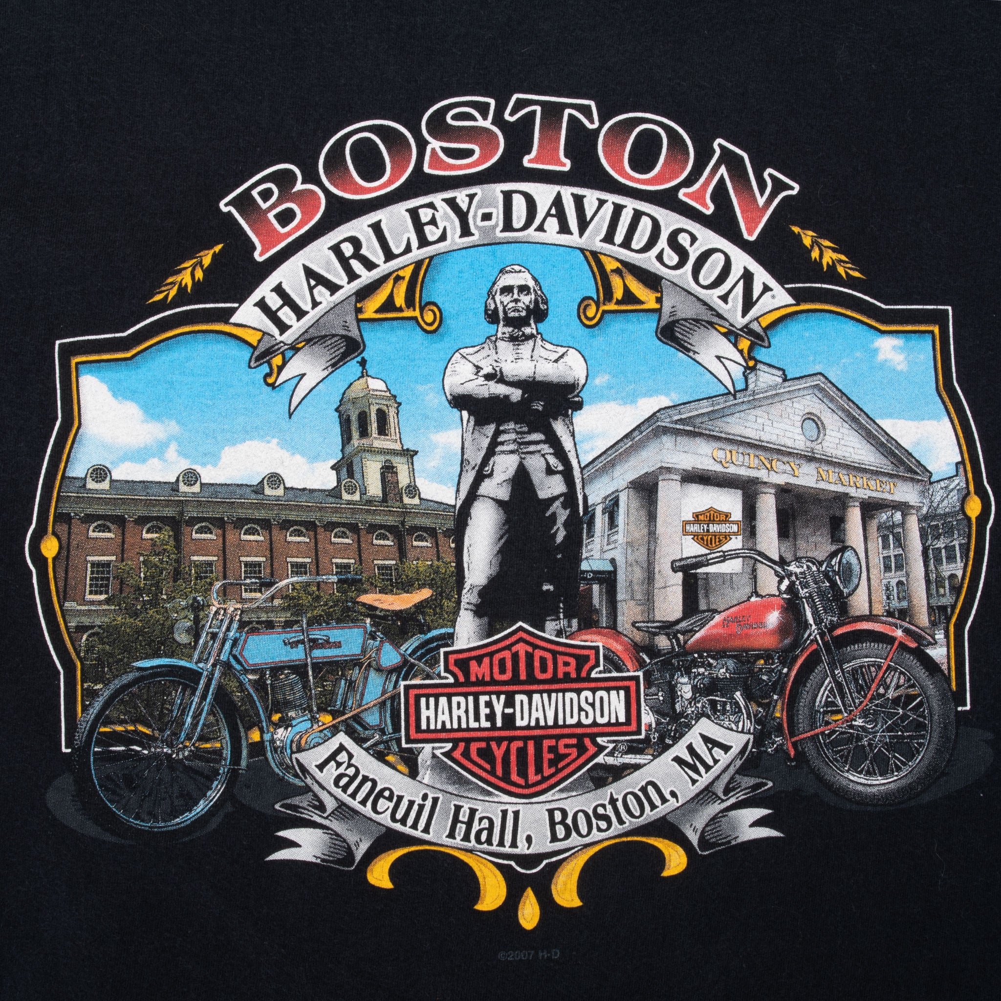 Vintage Harley Davidson Boston 2008 Tee Shirt Size Medium Made In Usa