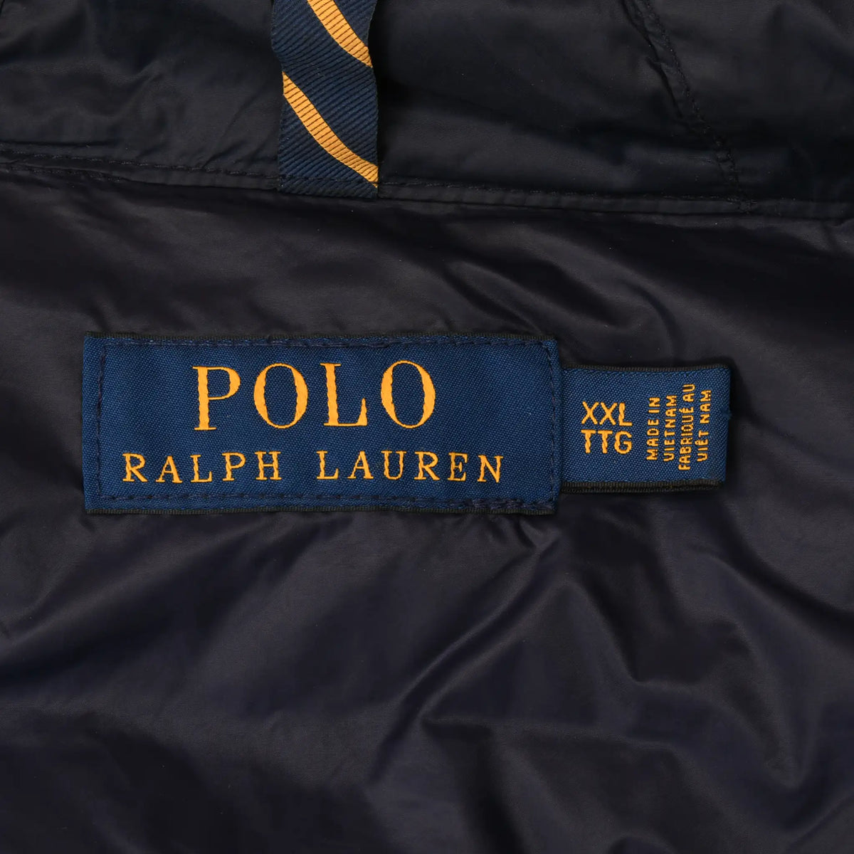Polo Ralph Lauren XXL neck label inside navy puffer jacket