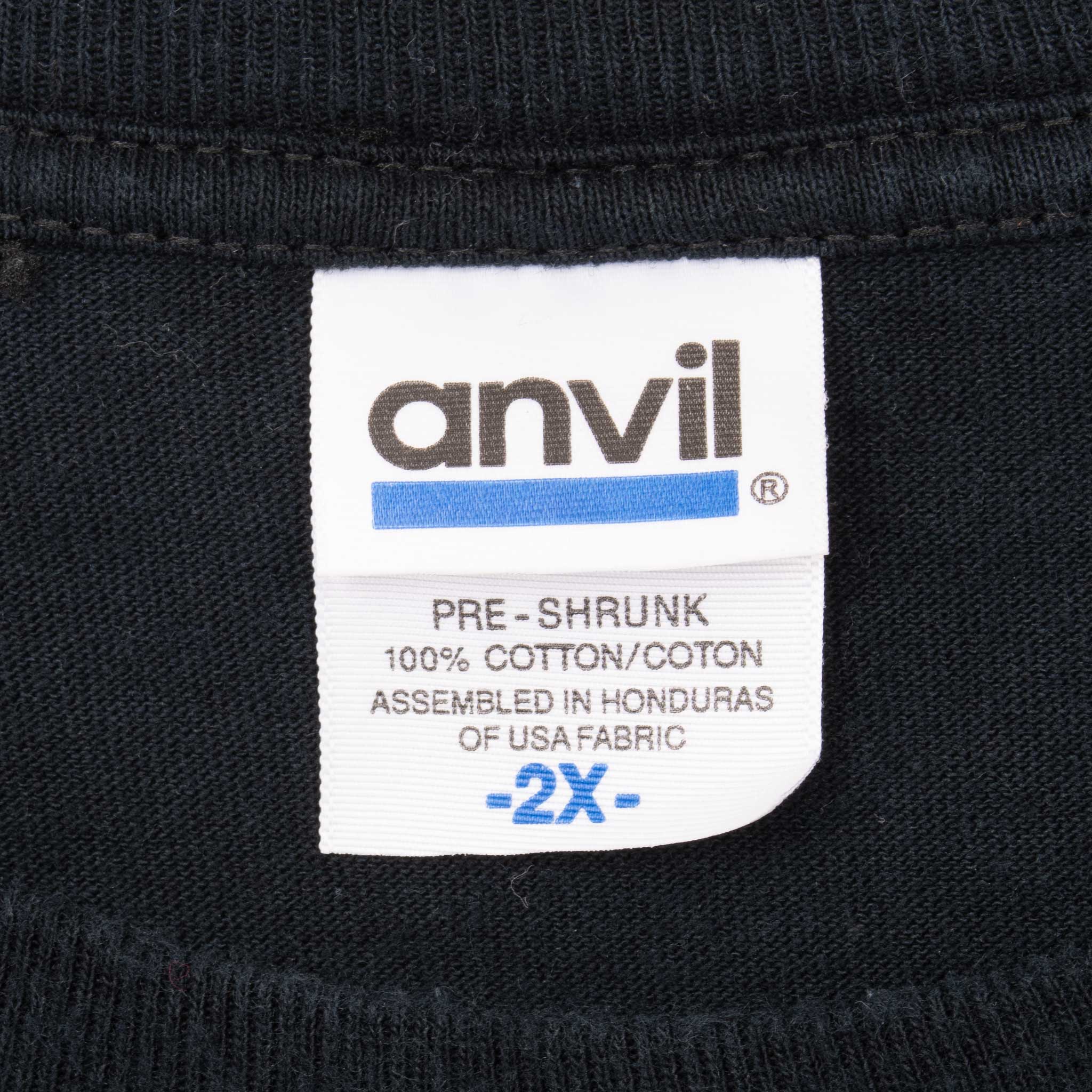 Anvil 2X neck tag on black Sammy Hagar and the Wabos T-shirt
