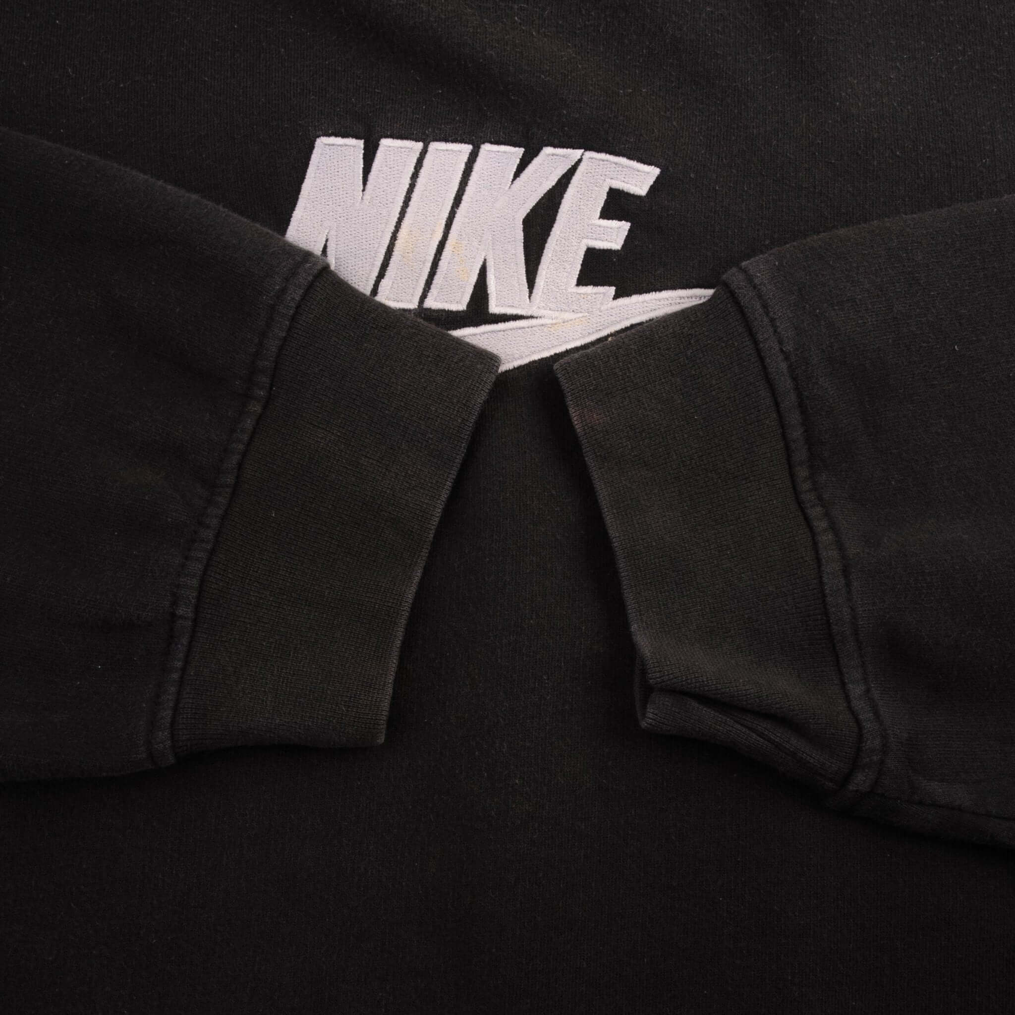 Vintage Nike Swoosh Spellout Black Crewneck Sweatshirt 2000S Size 2XL