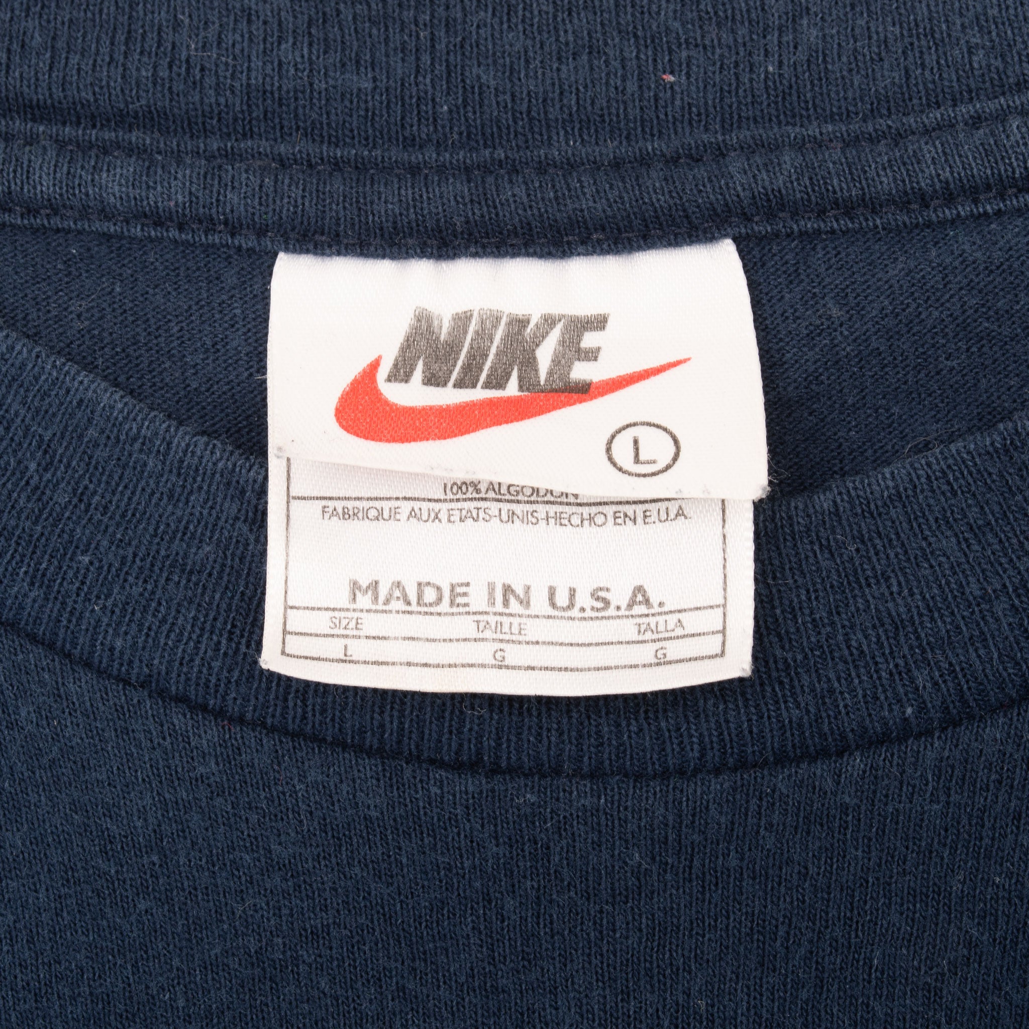 Vintage Nike Spellout Navy Blue Tee Shirt 1990S Size Large Made In Usa