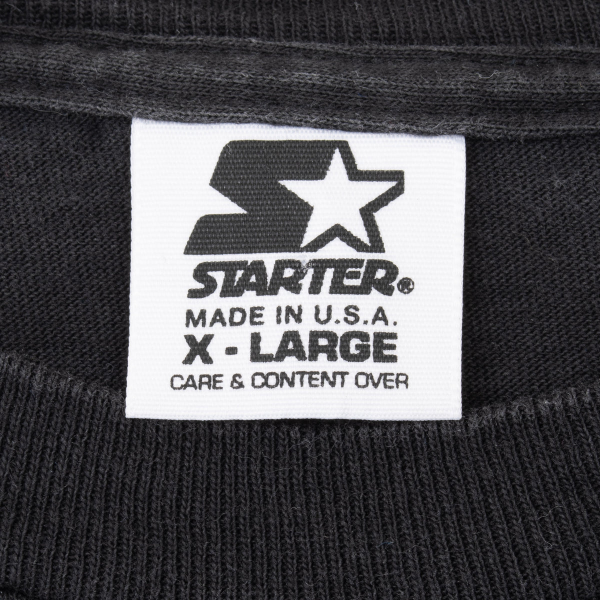 Starter X-Large Made in USA neck tag on black Pittsburgh Pirates T-shirt