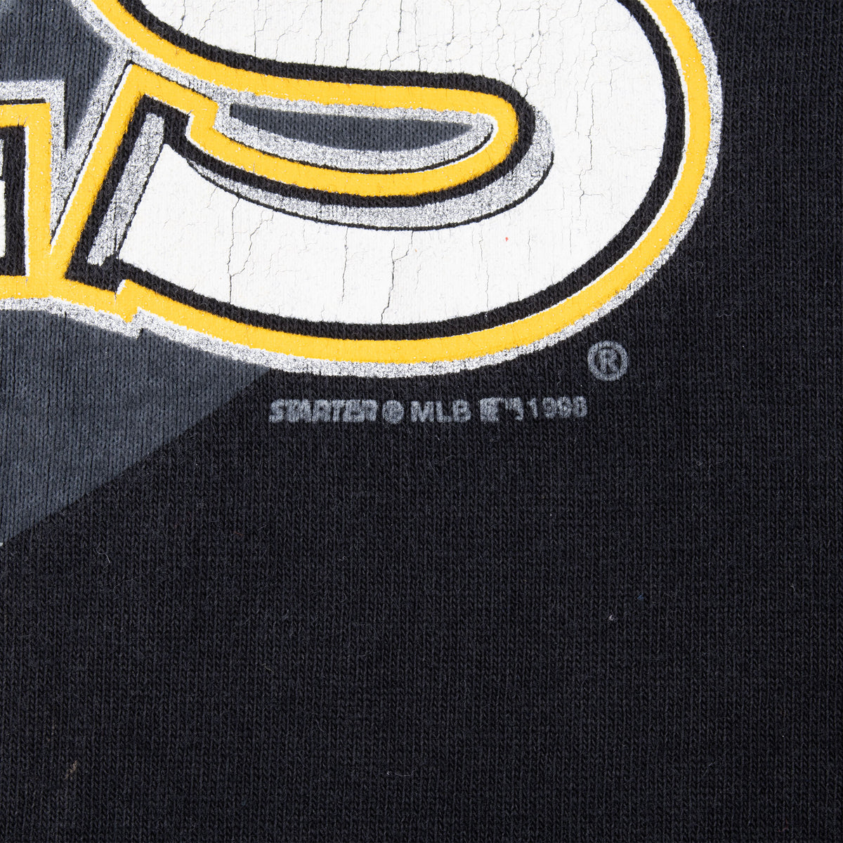 Close-up of Pittsburgh Pirates graphic with printed 1998 MLB copyright