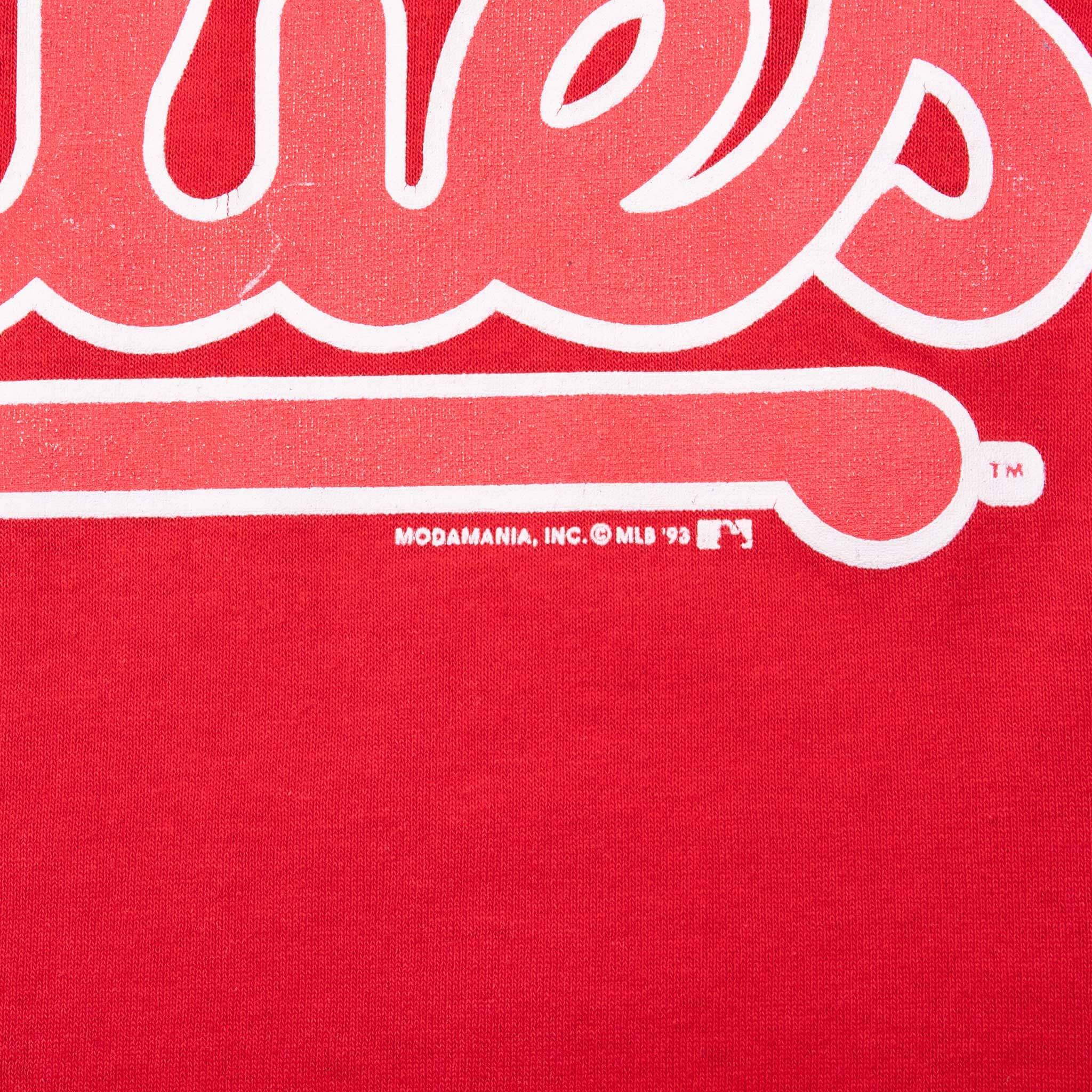 Vintage Mlb Philadelphia Phillies 1993 Henley Tee Shirt Size XL With Single Stitch Sleeves