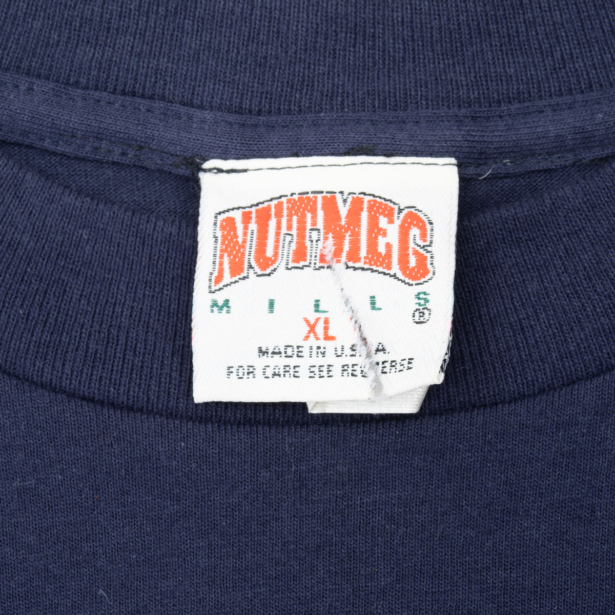 Nutmeg Mills XL Made in USA neck label on navy Houston Astros T-shirt