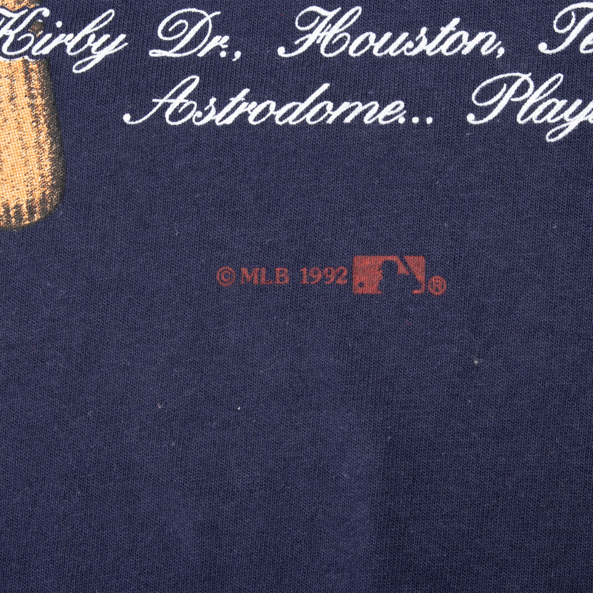 Close-up of 1992 MLB copyright mark beneath the Houston Astros print