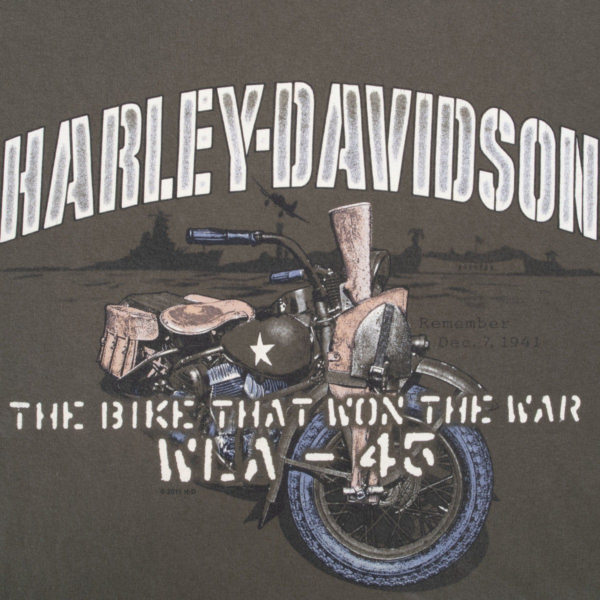 Close-up of Harley-Davidson military motorcycle front graphic