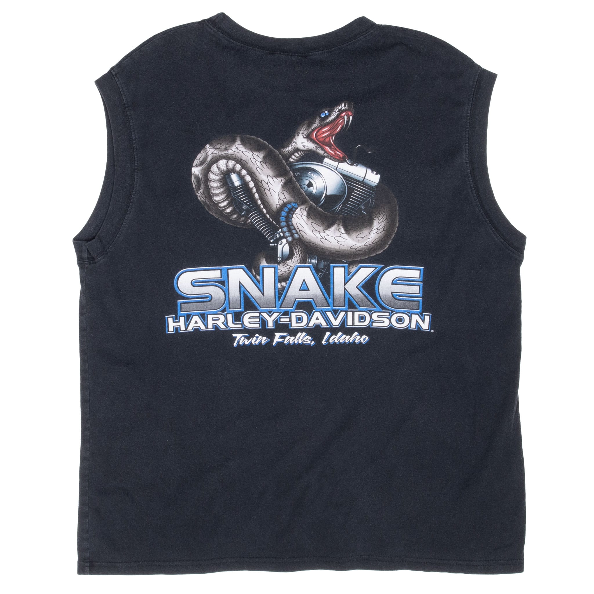 Vintage Harley Davidson Snake Twin Falls Idaho Tank Top Tee Shirt 2000 Size XL Made In Usa