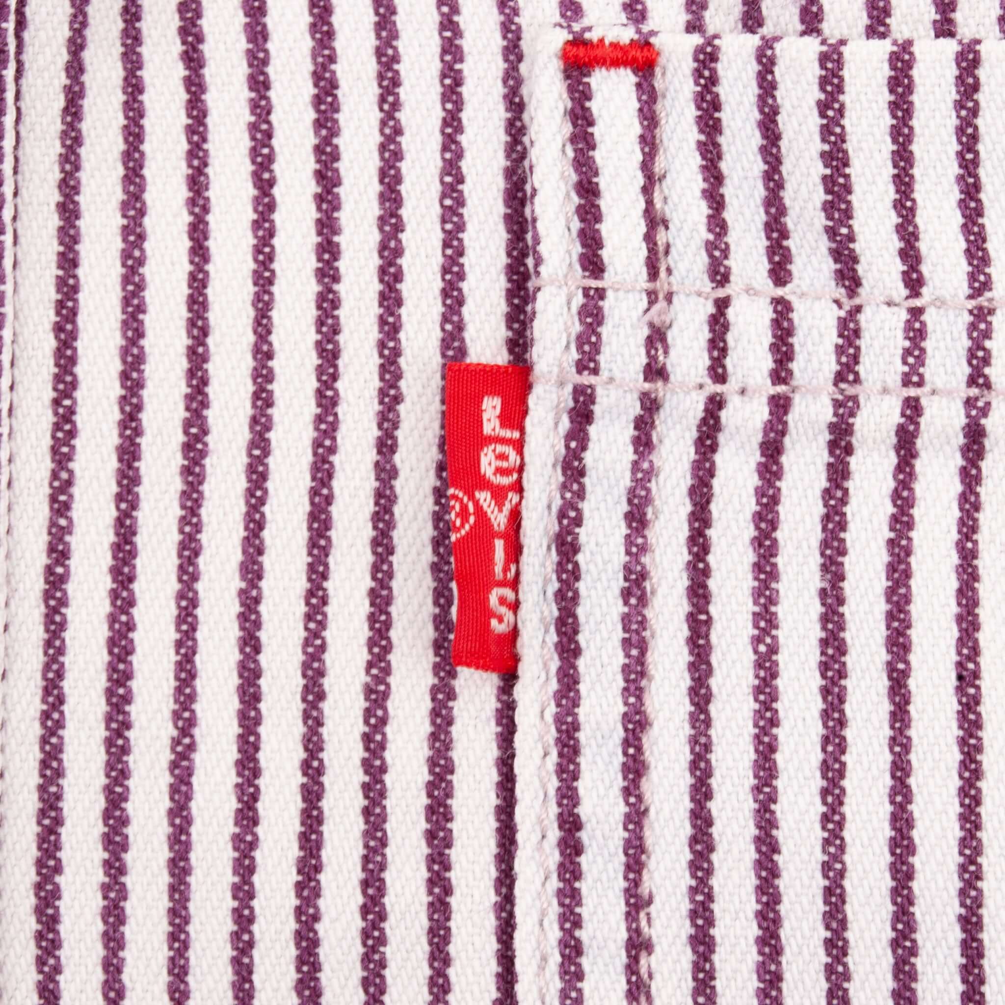 Vintage Levis Denim Purple While Striped Pocket Shirt 1990S Size Medium
