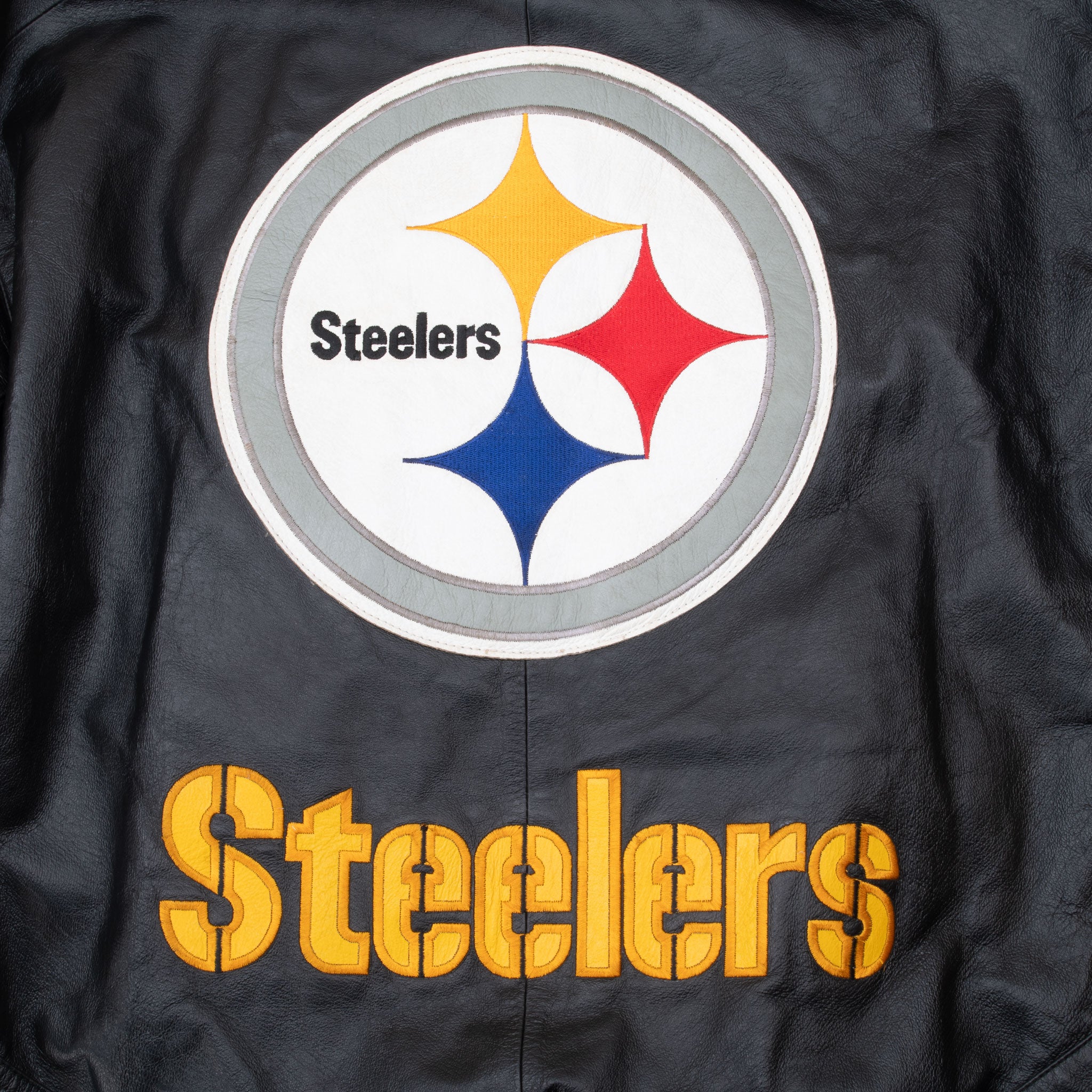 Vintage Nfl Pittsburg Steelers Leather Jacket 1990S Size Large