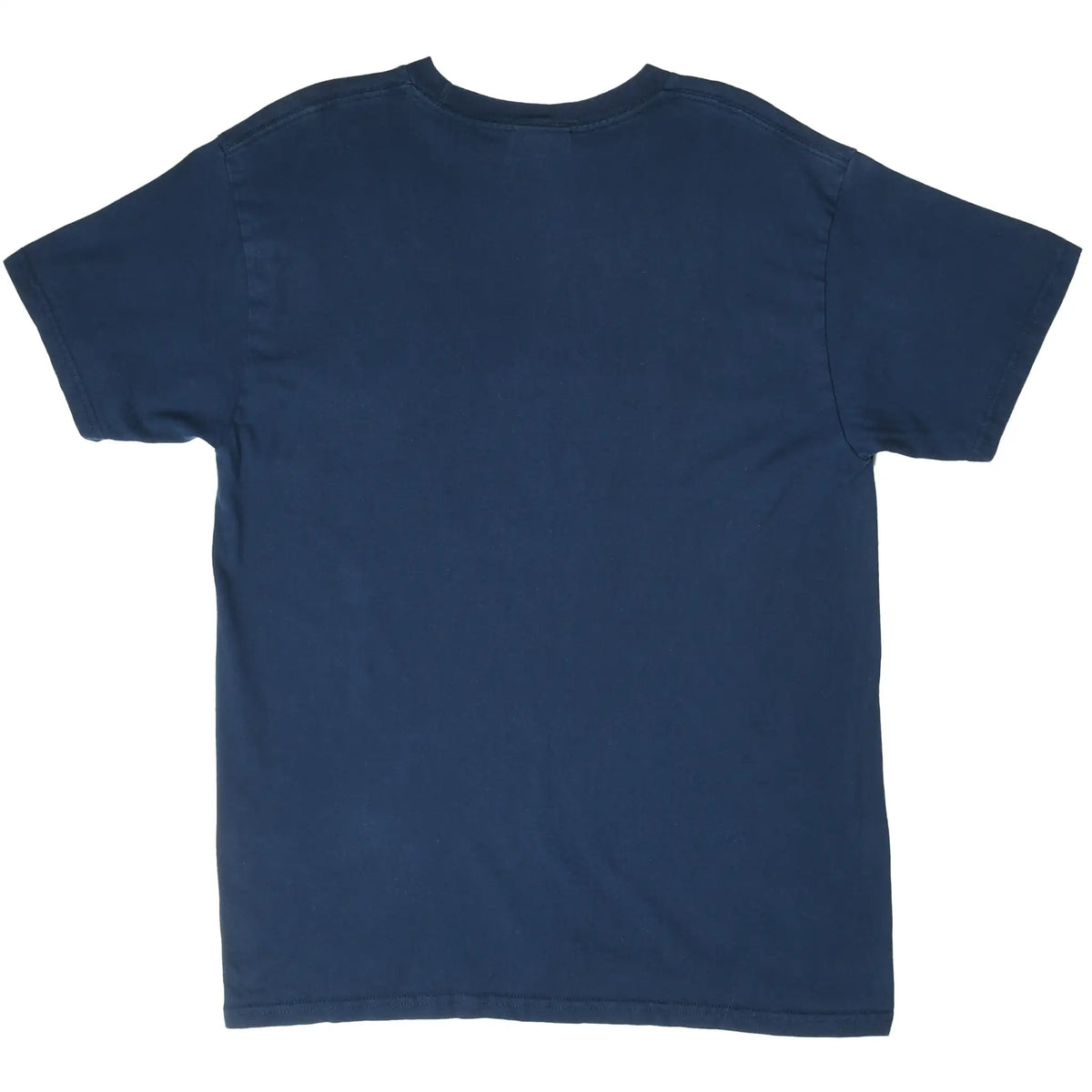 Back of plain navy blue Nike short-sleeve T-shirt