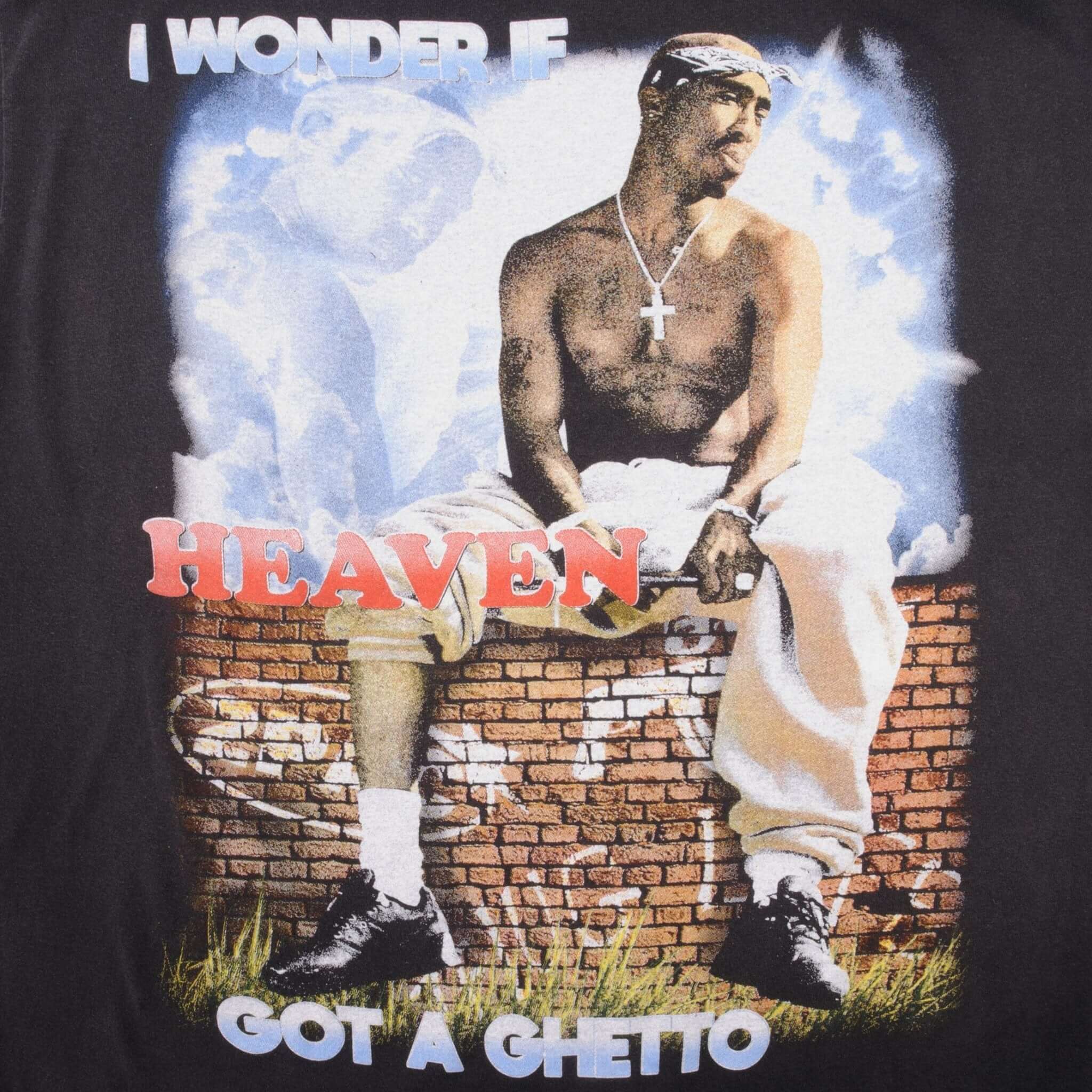 2Pac Tupac I Wonder If Heaven Got A Ghetto Bootleg Rap Tee Shirt Size XL