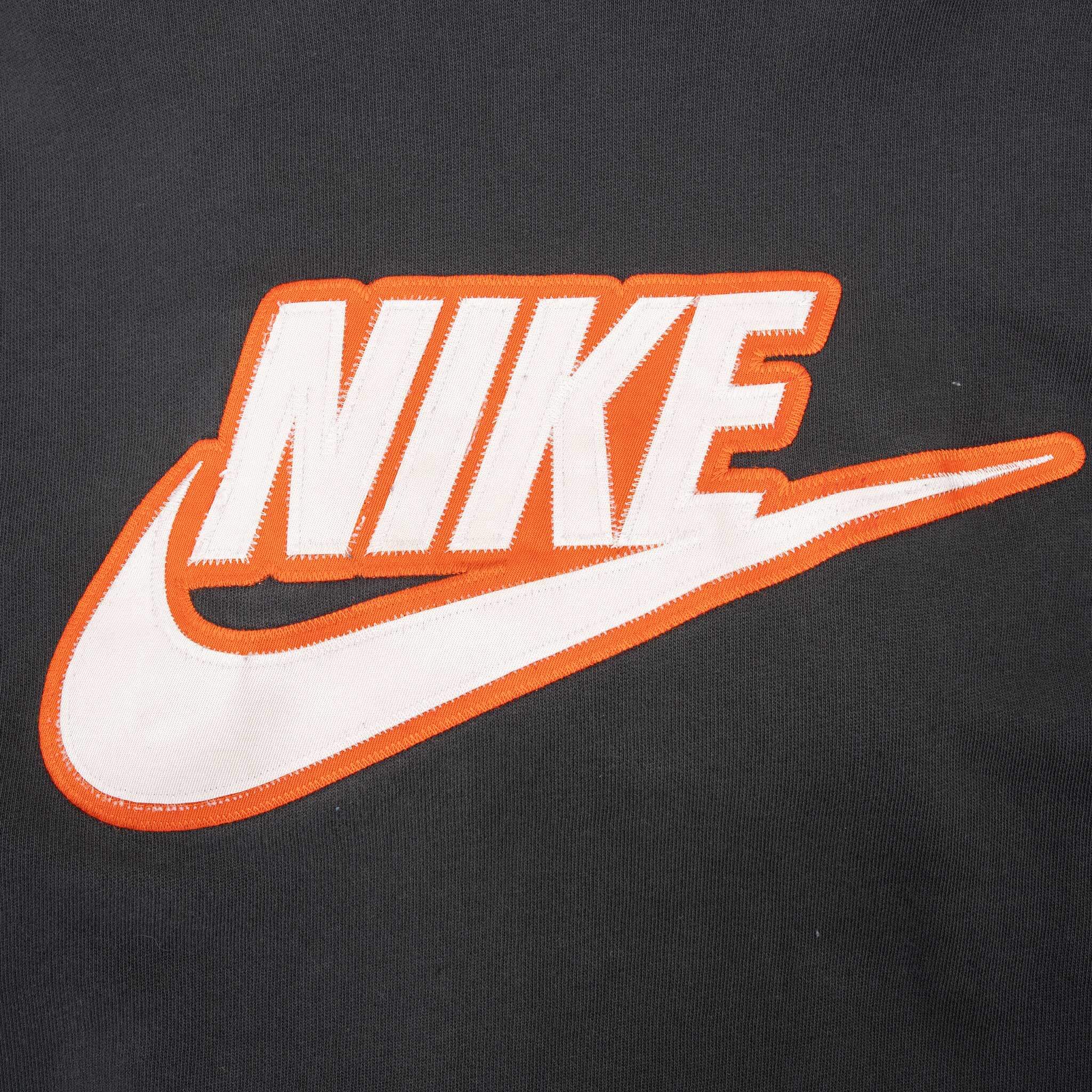 Vintage Nike Spellout Dark Grey Hoodie Sweatshirt 2000S Size 2XL