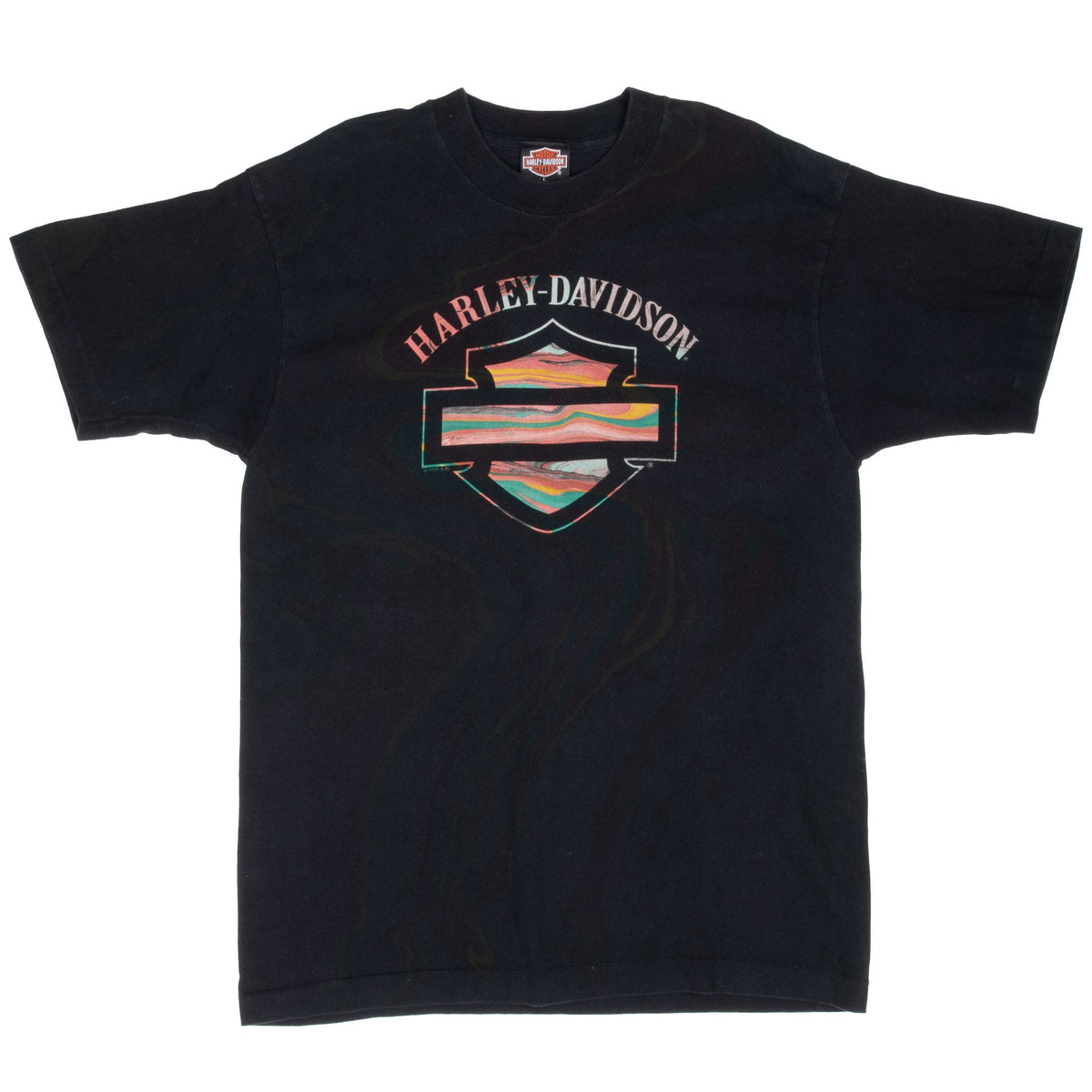 Vintage Harley Davidson Calgary Alberta Tie Dye Tee Shirt 1995 Large Made In Usa With Single Stitch Sleeves