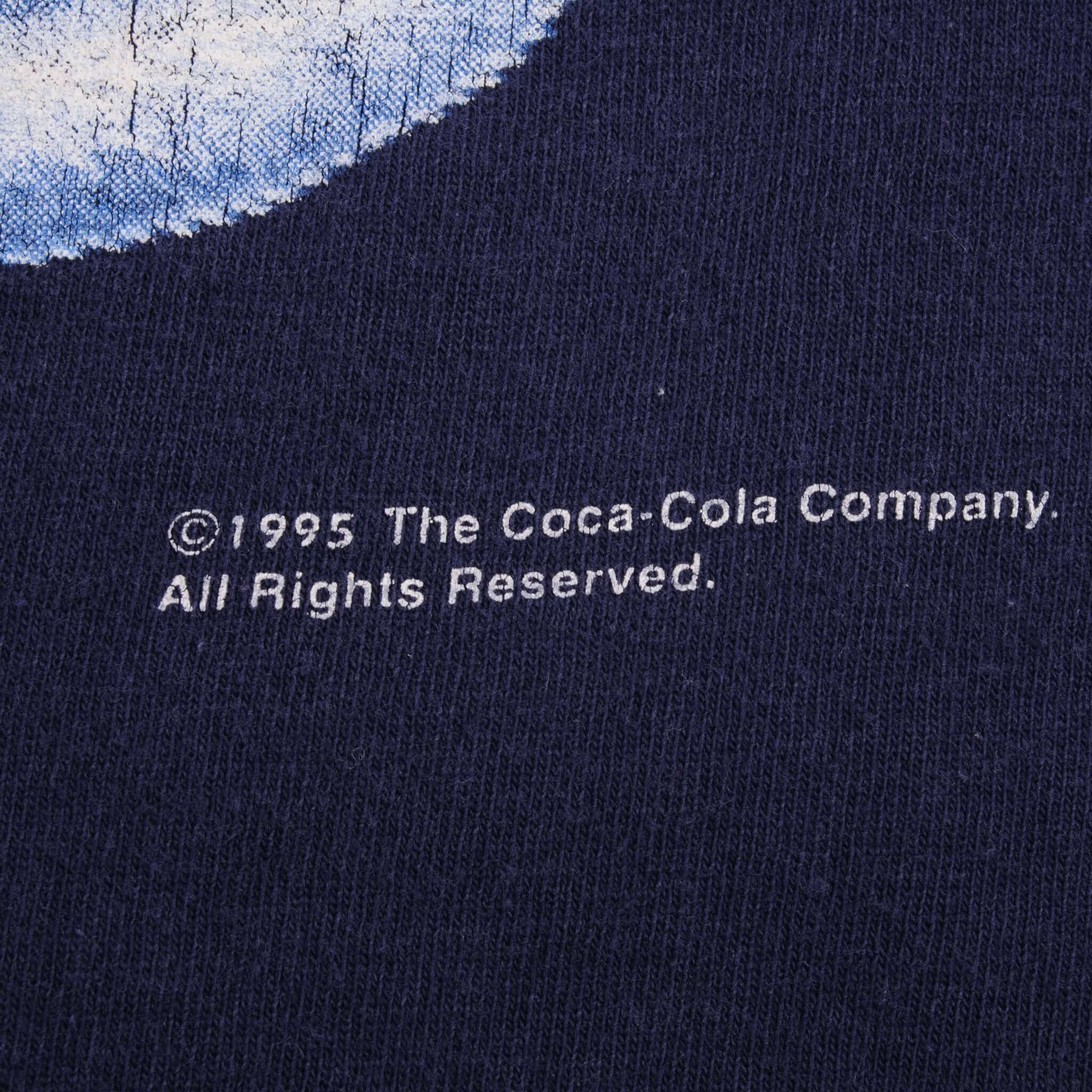 Vintage Coca Cola Polar Bear Tee Shirt 1995 Size Large Made In USA With Single Stitch Sleeves