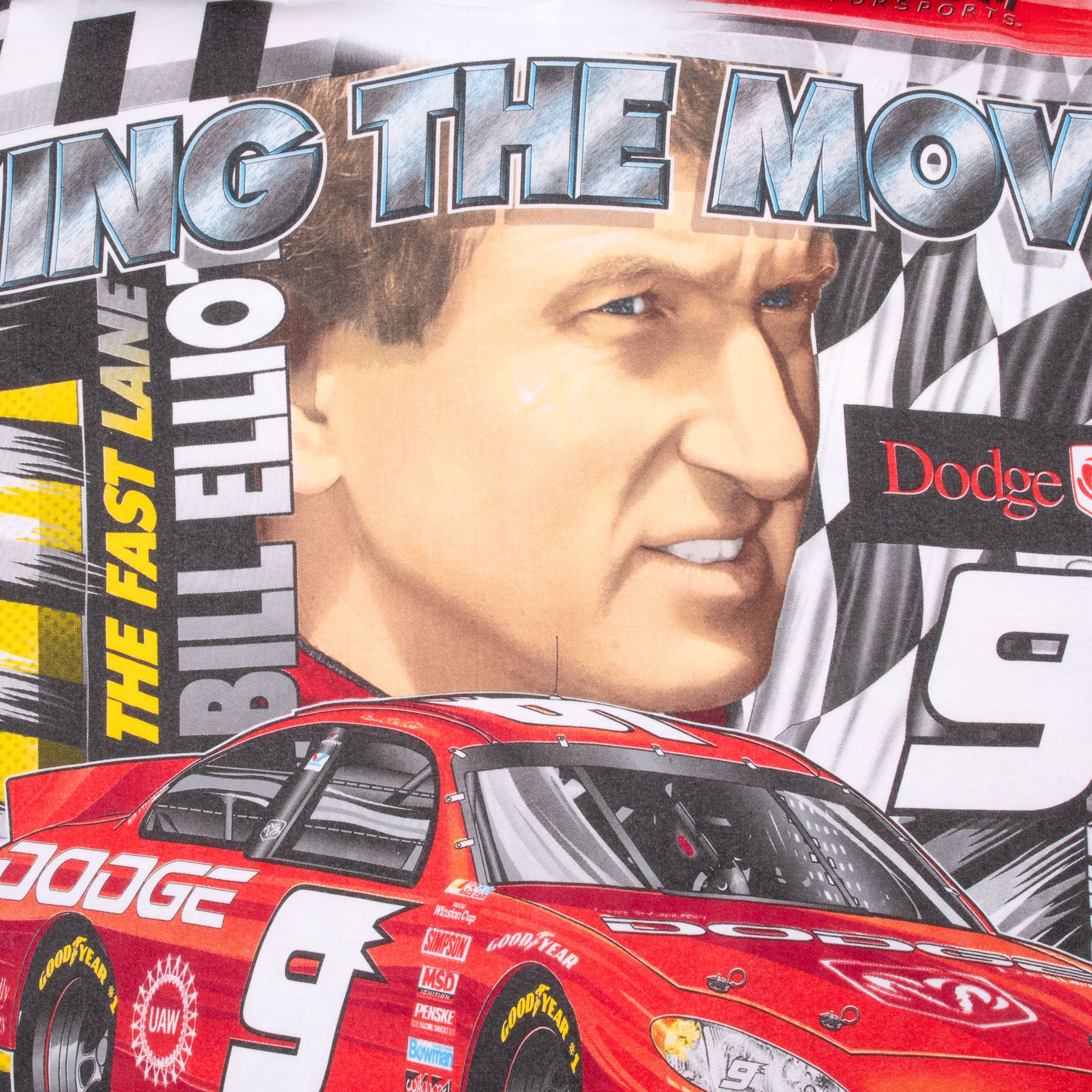 Vintage Nascar Bill Elliott 2001 All Over Print Tee Shirt Size XL