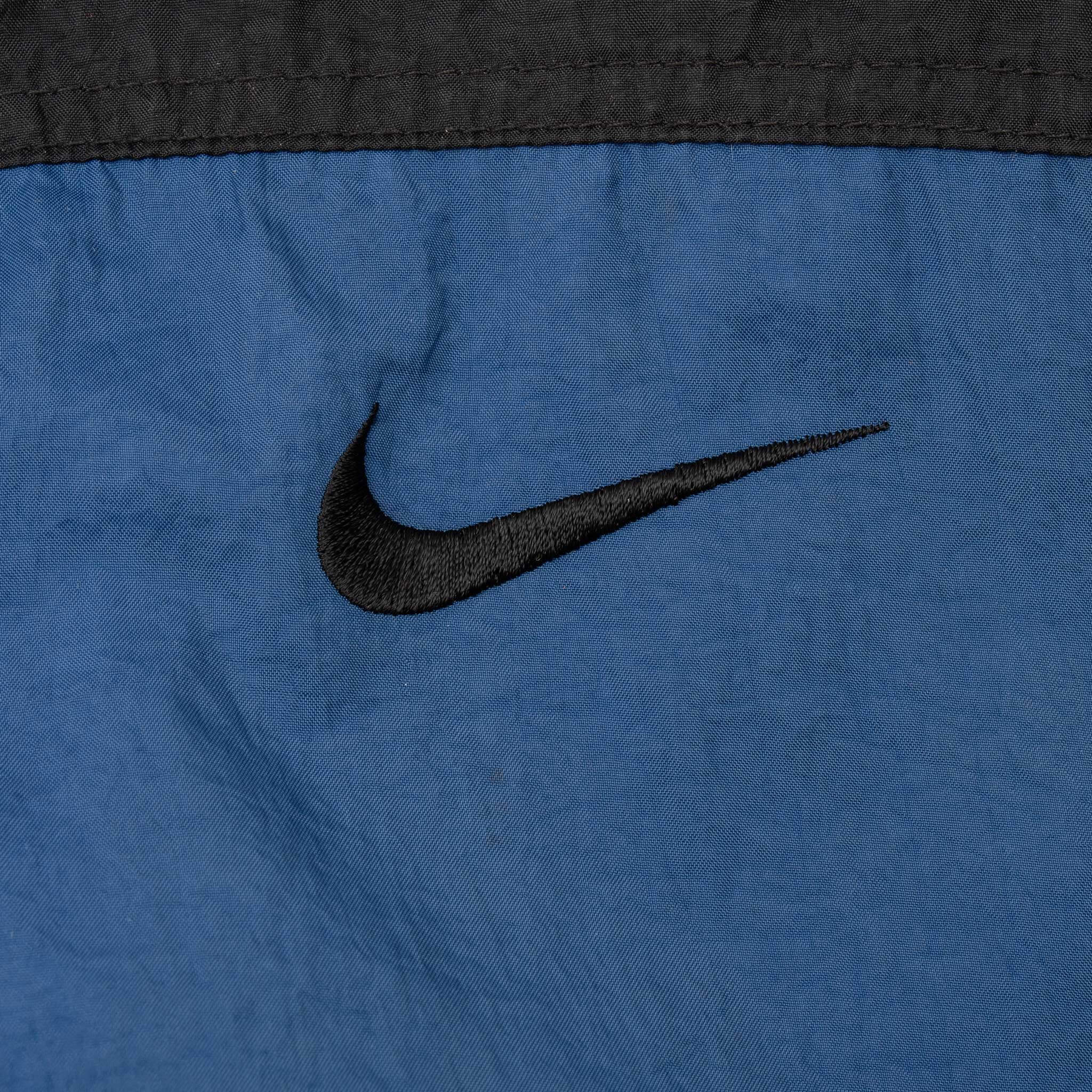 Vintage Nike Big Swoosh Blue And Black Windbreaker Jacket 1990S Size XL